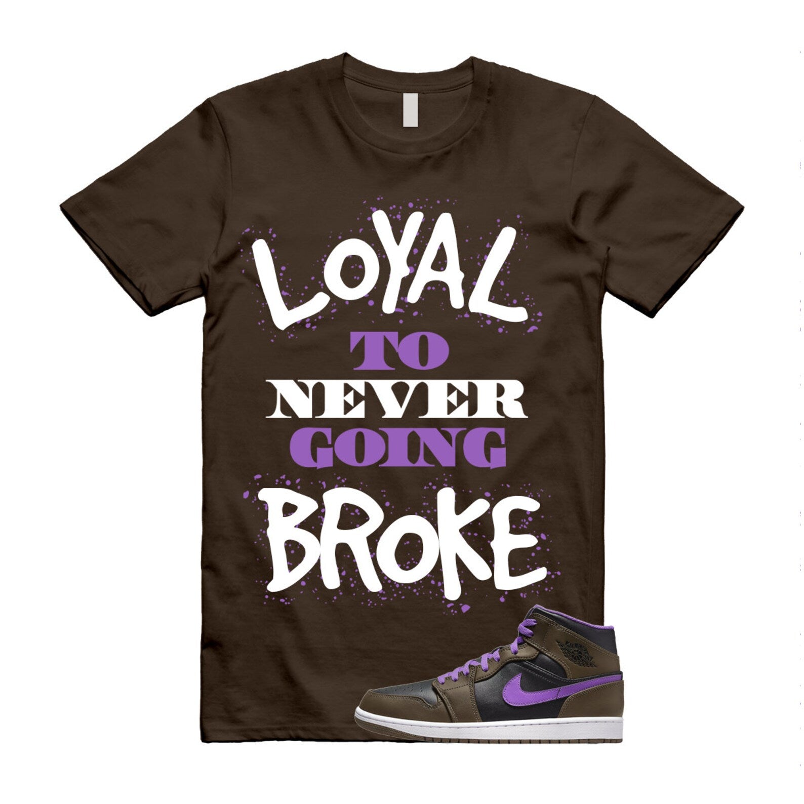 NB T Shirt to match Air 1 Mid Palomino Purple Mocha Wild Berry Black White T-Shirt, Sneaker Match Tee