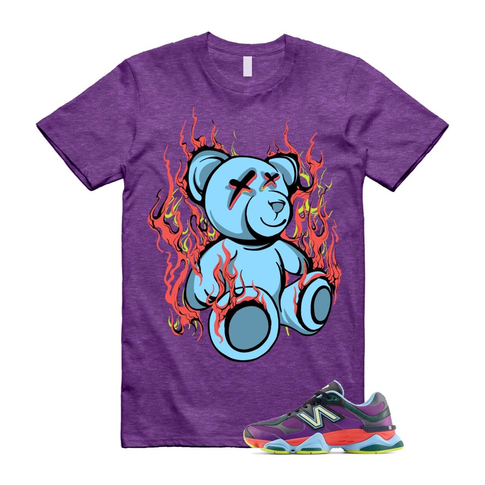 9060 Neon Nights Purple Red Blue Black T Shirt Match LIT T-Shirt, Sneaker Match Tee