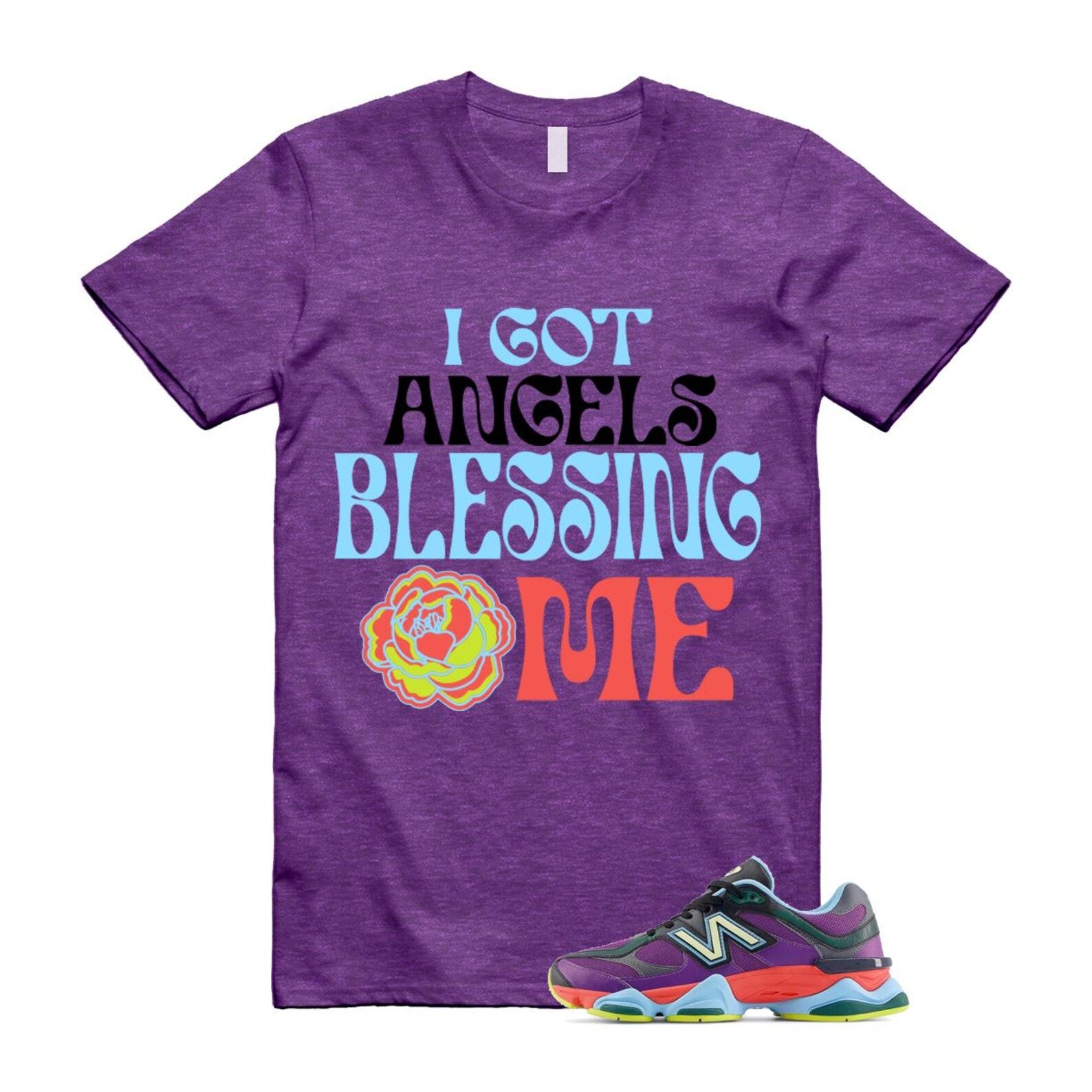 9060 Neon Nights Purple Red Blue Black T Shirt Match ANGELS T-Shirt, Sneaker Match Tee