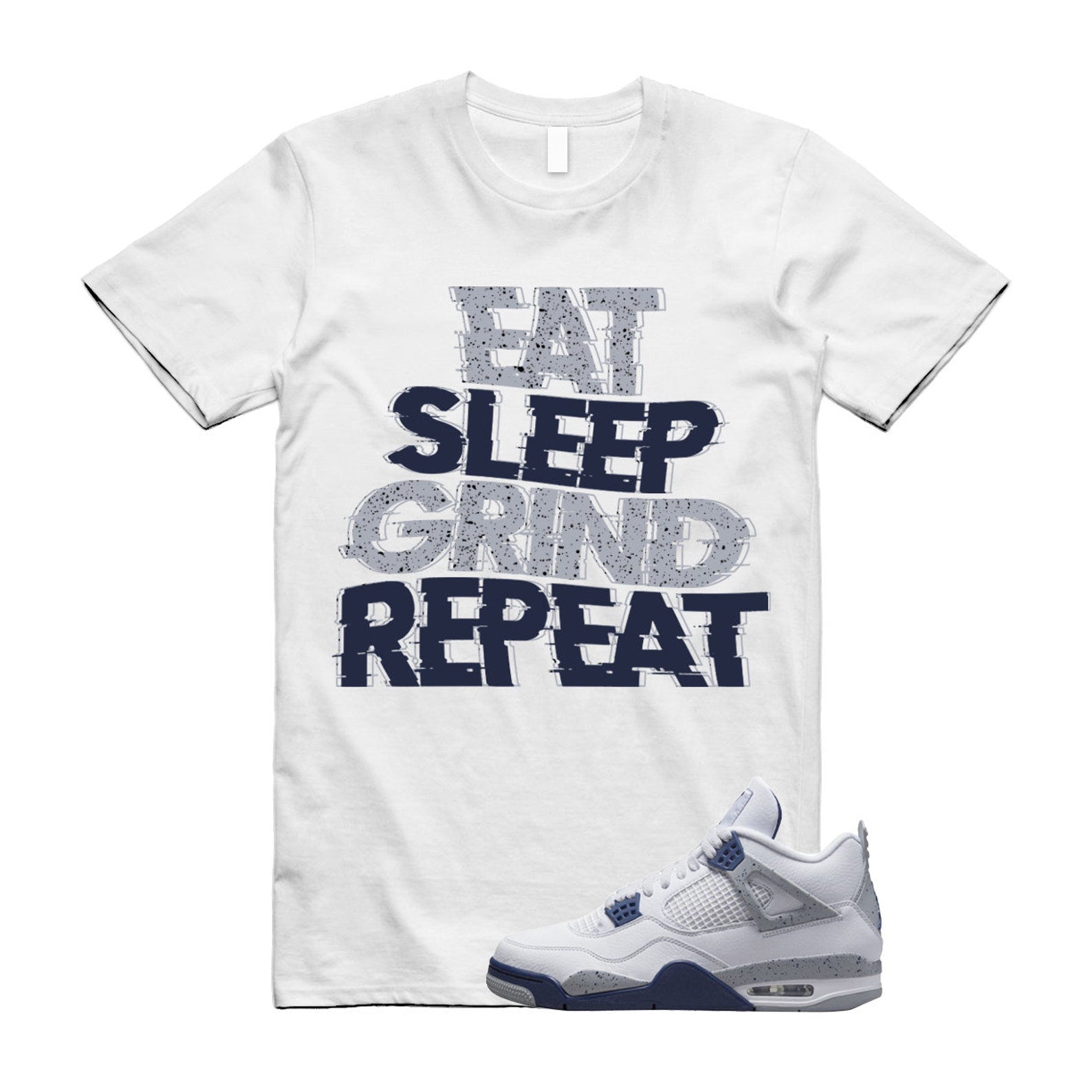 ESGR T Shirt to match 4 Retro White Midnight Navy Georgetown Light Smoke Grey Red Flint George Town French Blue T-Shirt, Sneaker Match Tee