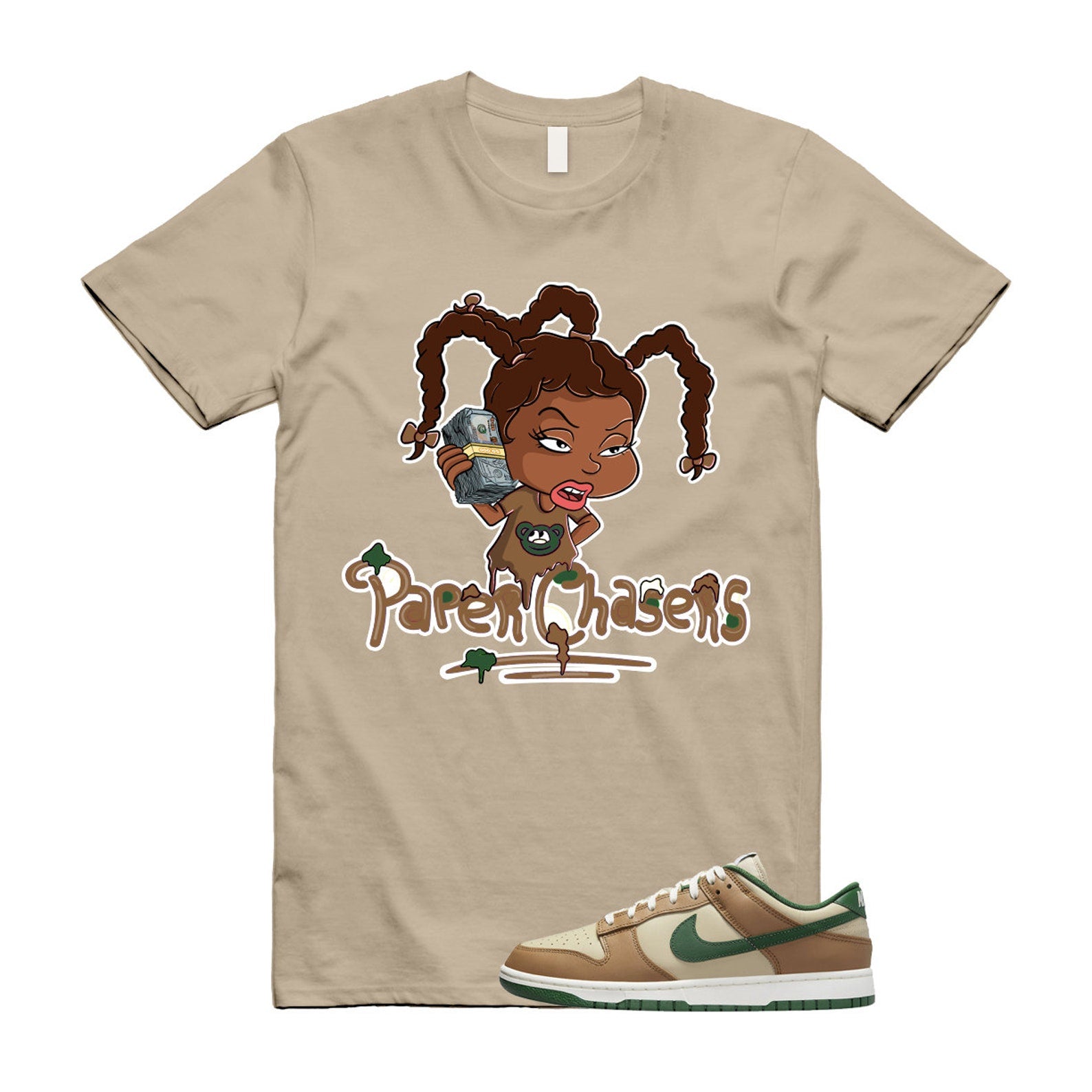Dunk Tan Retro Rattan Gorge Green Sail Dark Driftwood Low T Shirt Match PC T-Shirt, Sneaker Match Tee