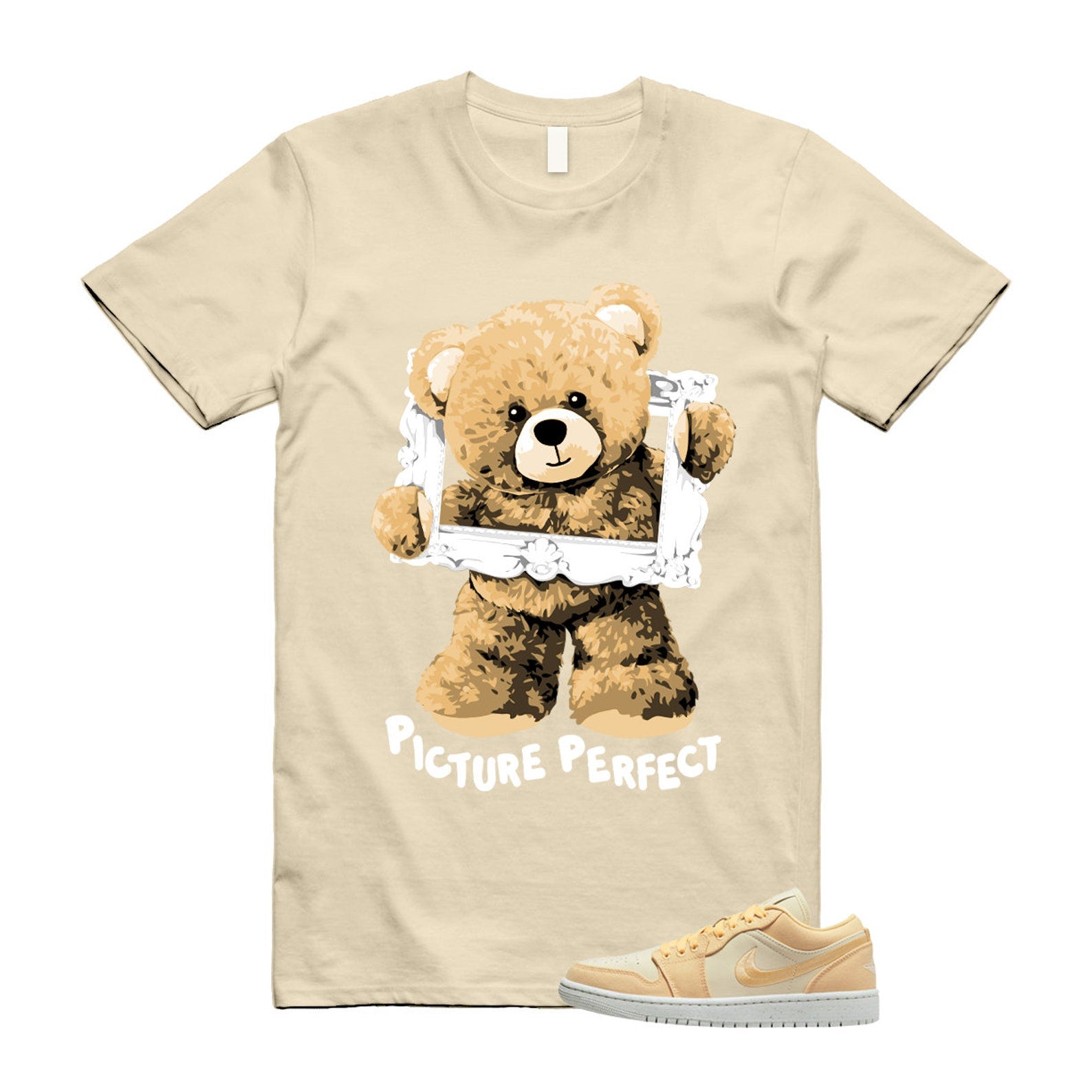 PIC T Shirt to match Air J 1 Low SE Celestial Gold Muslin Sail T-Shirt, Sneaker Match Tee
