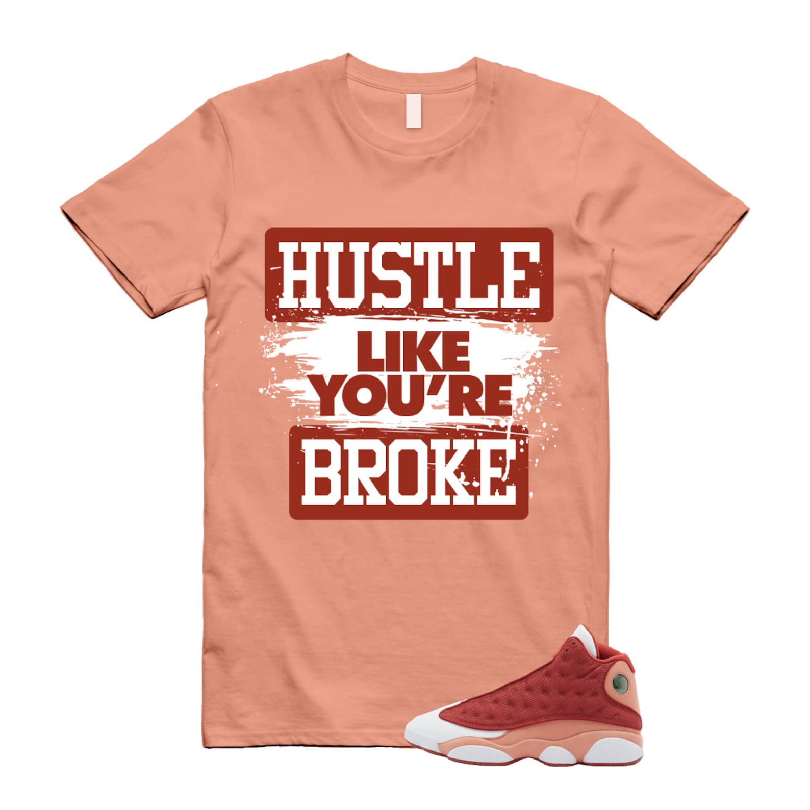 13 Dune Red Terra Blush White T Shirt Match HLYB T-Shirt, Sneaker Match Tee