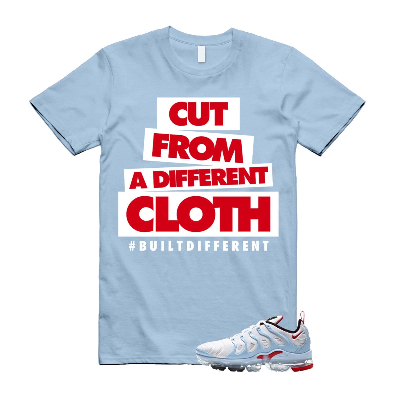 VaporMax Chicago University Red Air Plus White Psychic Blue T Shirt Match CLOTH T-Shirt, Sneaker Match Tee