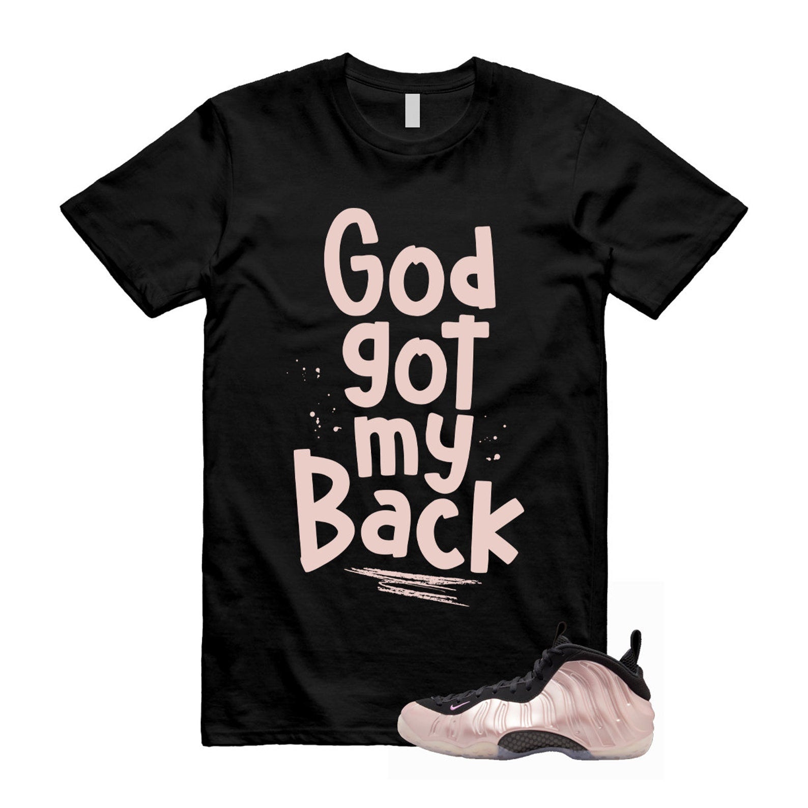 Foamposite Cherry Blossom Air One DMV Platinum Violet Pink Rise White Black T Shirt Match GOD T-Shirt, Sneaker Match Tee