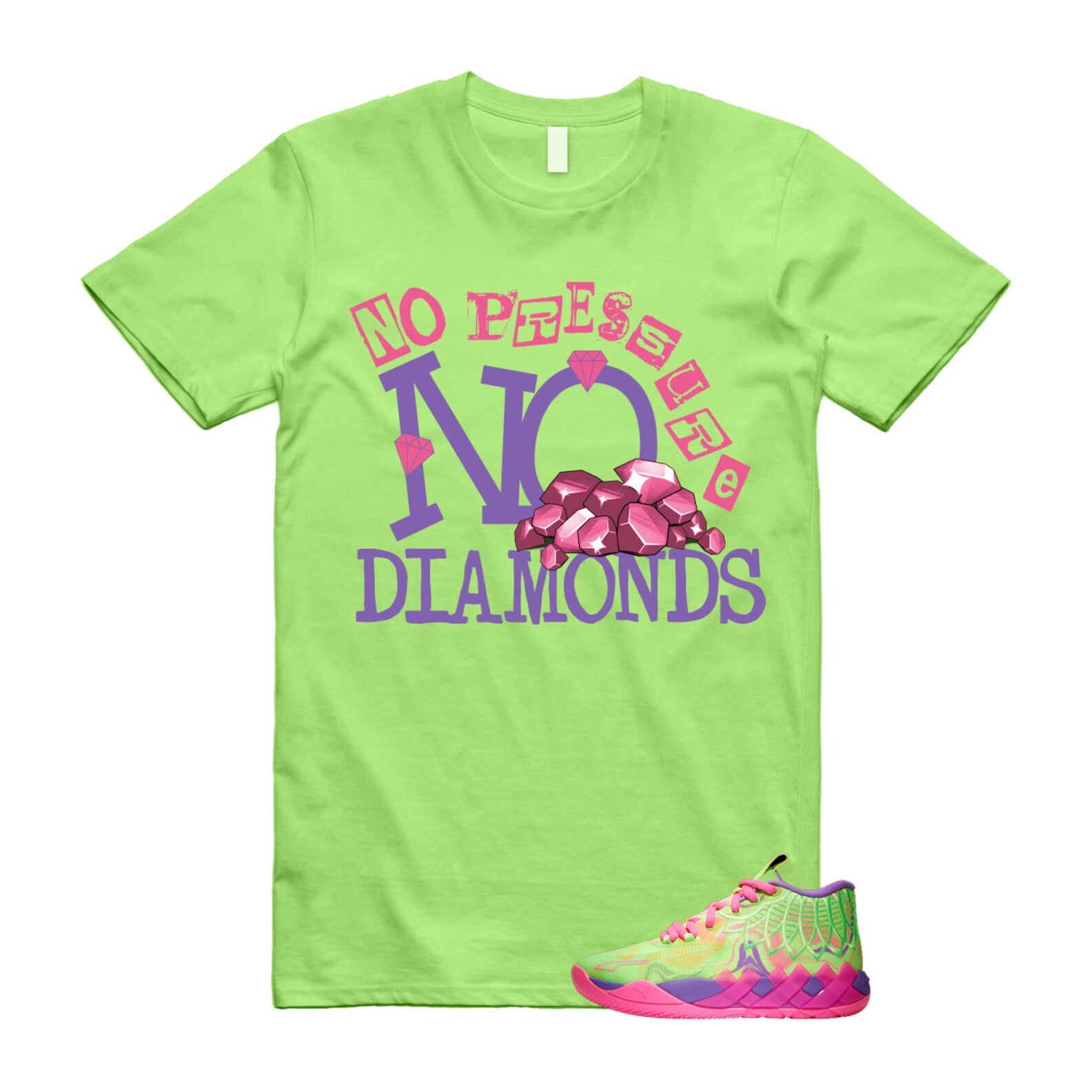Inverse Toxic LaMelo Ball MB.01 Purple Glimmer Knockout Pink Green Gecko T Shirt Match DIAMOND T-Shirt, Sneaker Match Tee