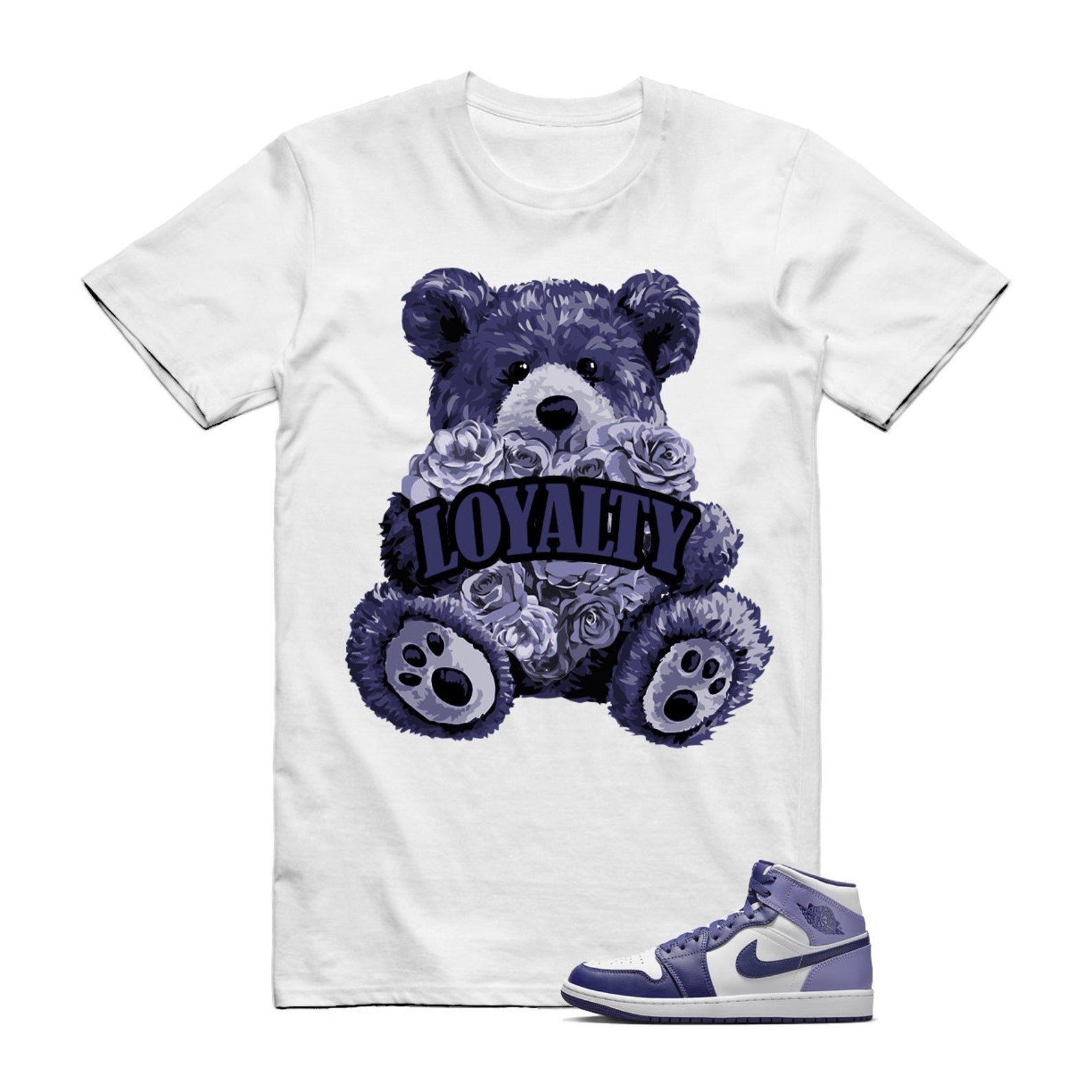 Sky J Purple Blueberry Air Mid Light White T Shirt Match LYLTY T-Shirt, Sneaker Match Tee