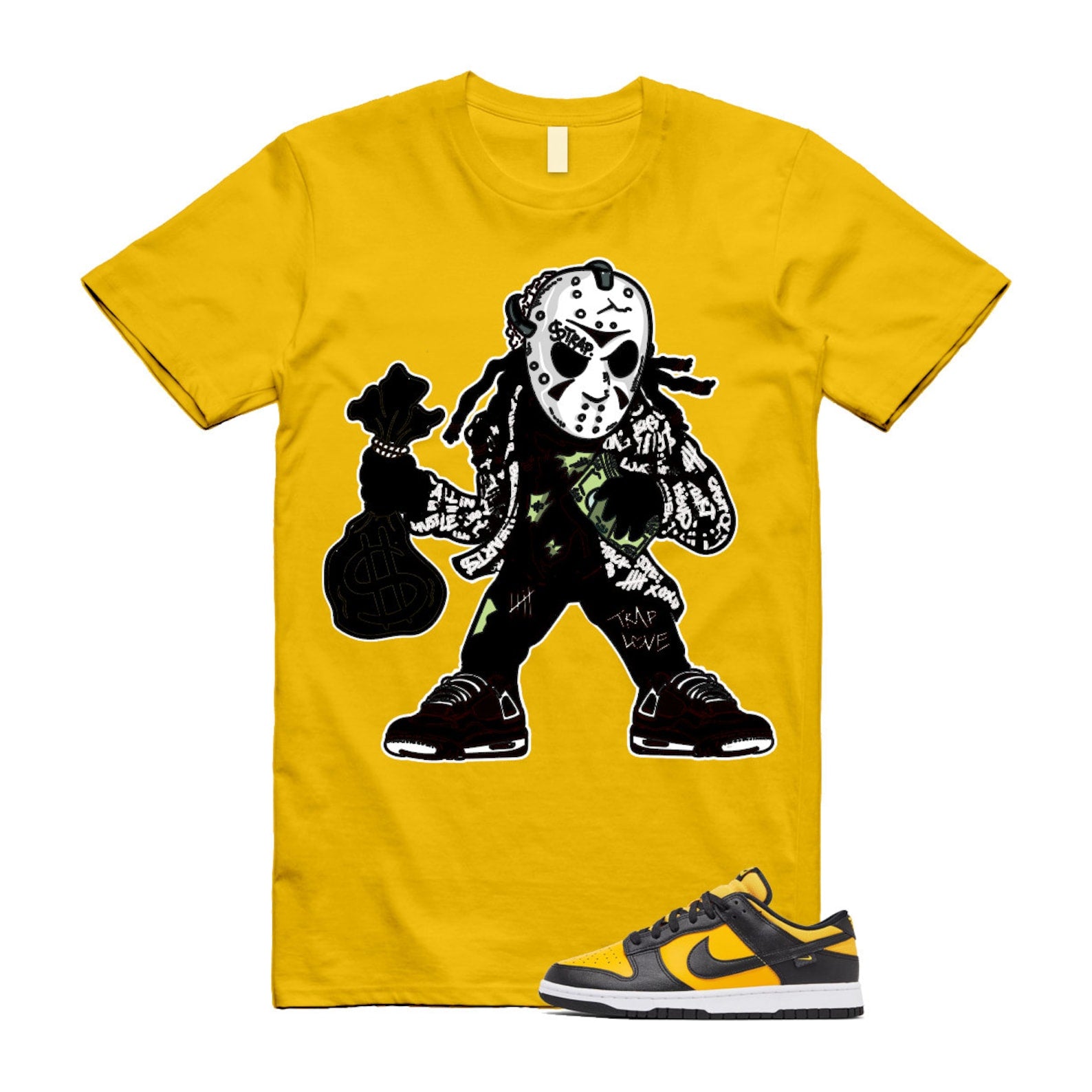 Dunk Reverse Goldenrod University Gold Black White Low T Shirt Match JASON T-Shirt, Sneaker Match Tee