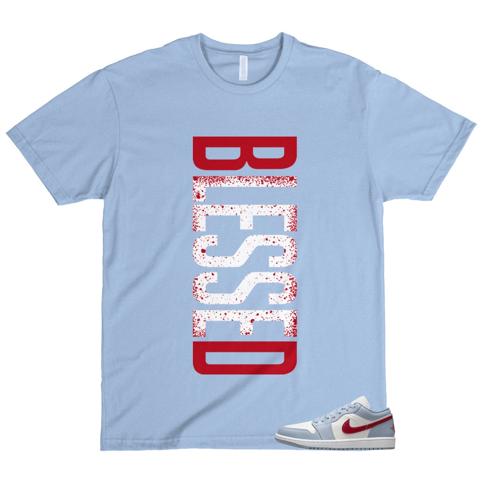 1 Blue Whisper Dune Red Grey White Sail Low T Shirt Match VERTBLS T-Shirt, Sneaker Match Tee