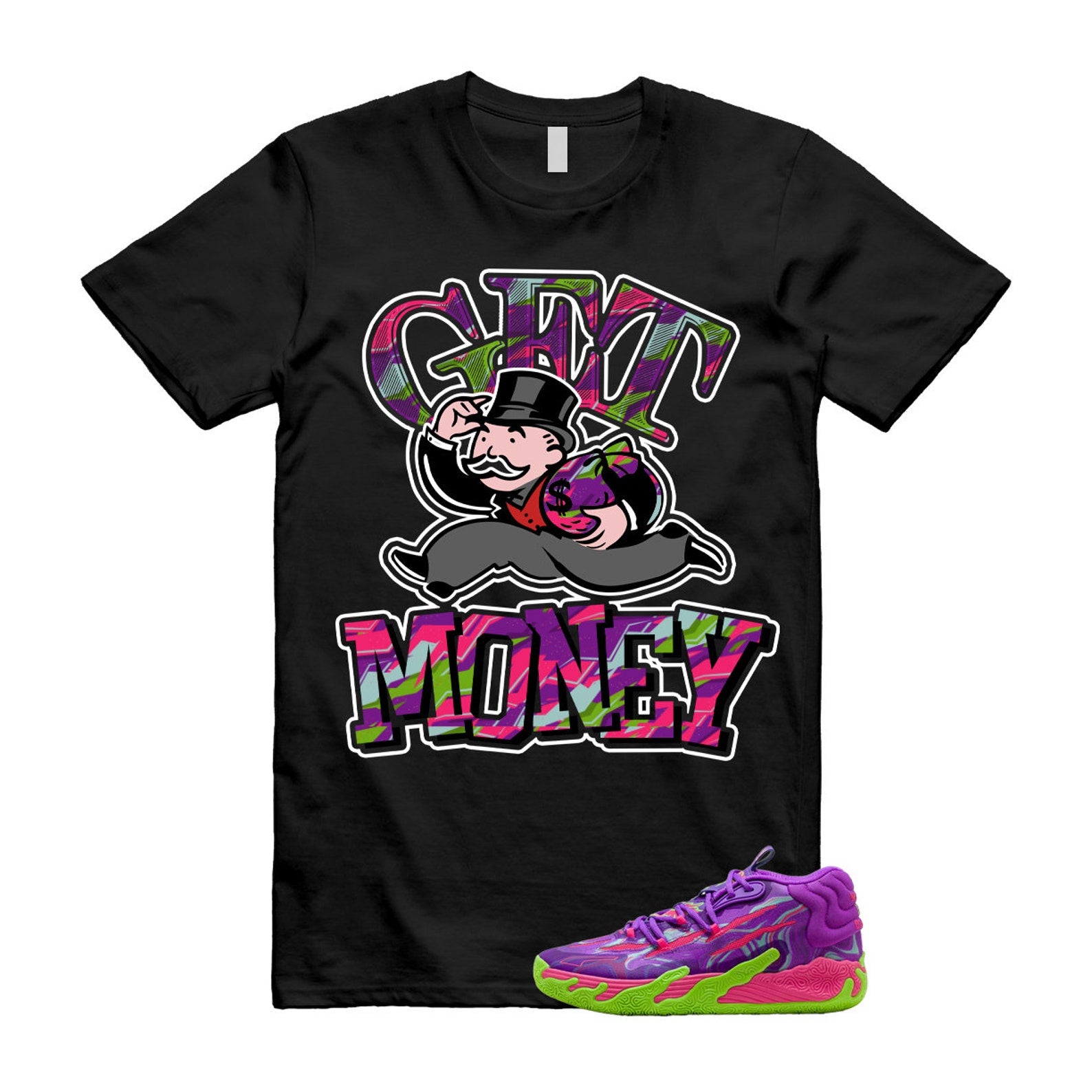 Toxic LaMelo Ball Purple Glimmer Green Gecko 03 Slime T Shirt Match GM T-Shirt, Sneaker Match Tee