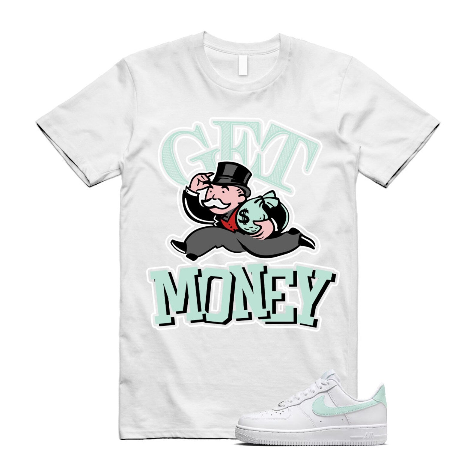 GM T Shirt to match N Air Force 1 Low Jade Ice White T-Shirt, Sneaker Match Tee