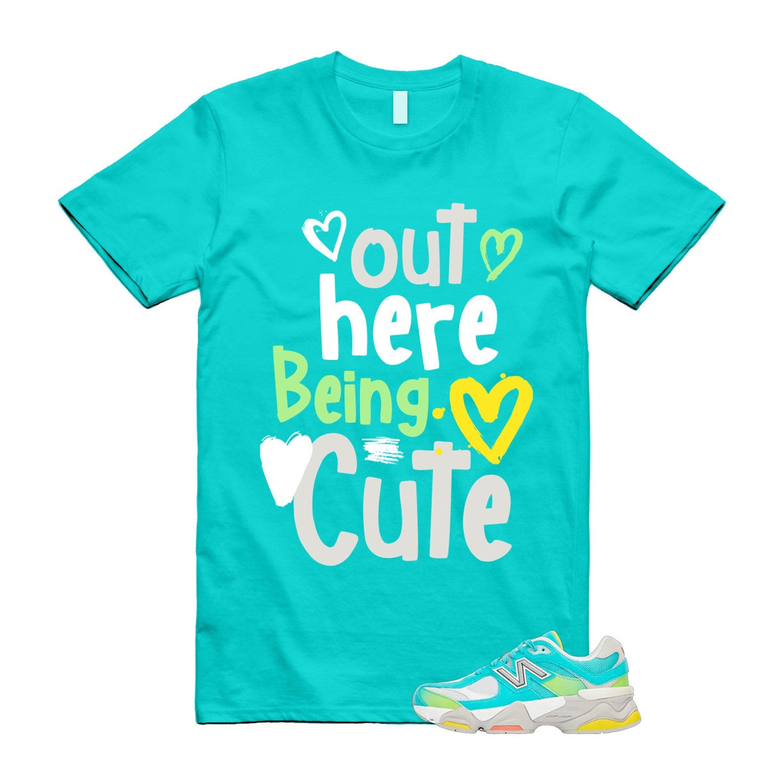 Cyan Burst 9060 Virtual Blue White Reflection Grey Guava Sunflower Yellow GS T Shirt Match Out Here Being Cute T-Shirt, Sneaker Match Tee