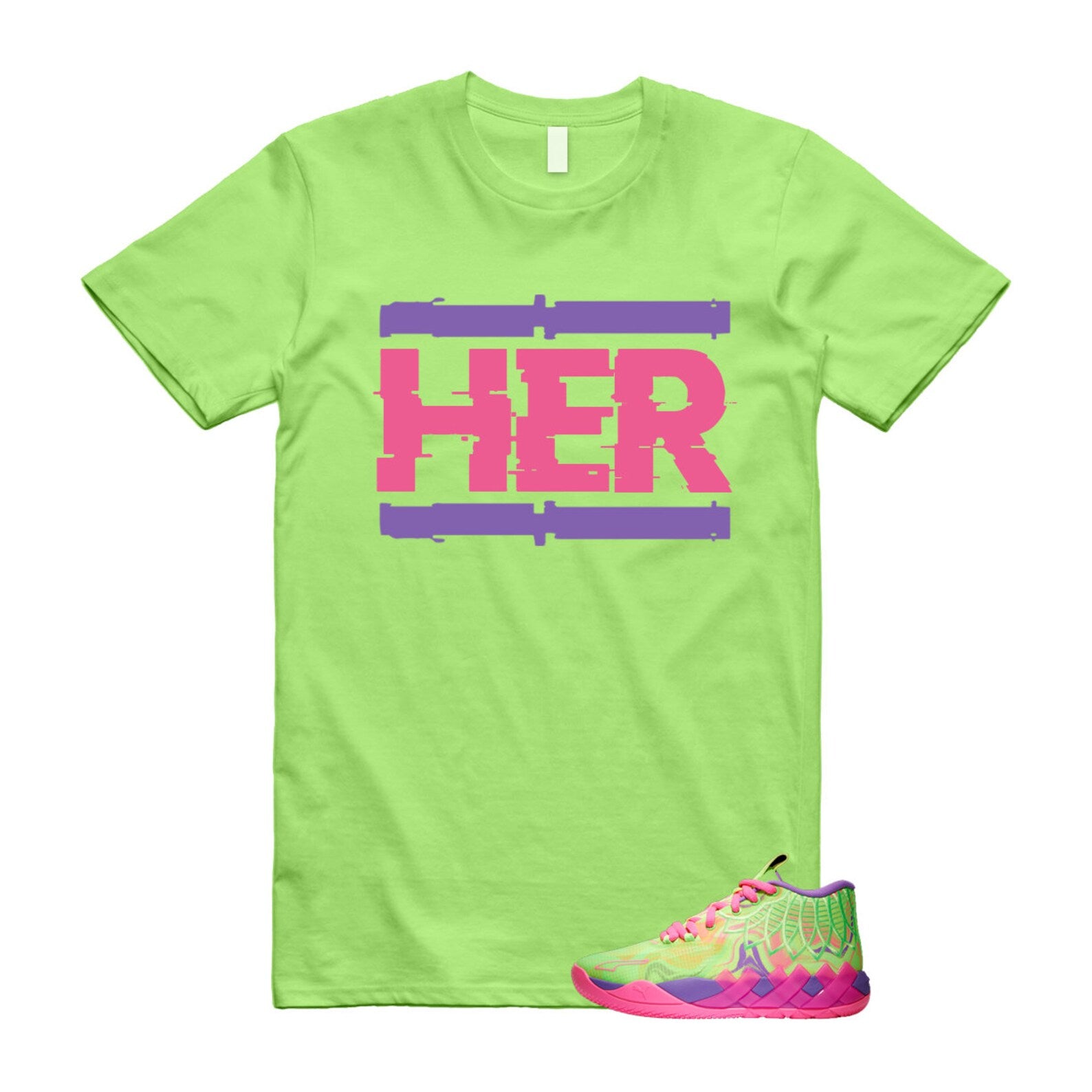 Inverse Toxic LaMelo Ball MB.01 Purple Glimmer Knockout Pink Green Gecko T Shirt Match HER T-Shirt, Sneaker Match Tee