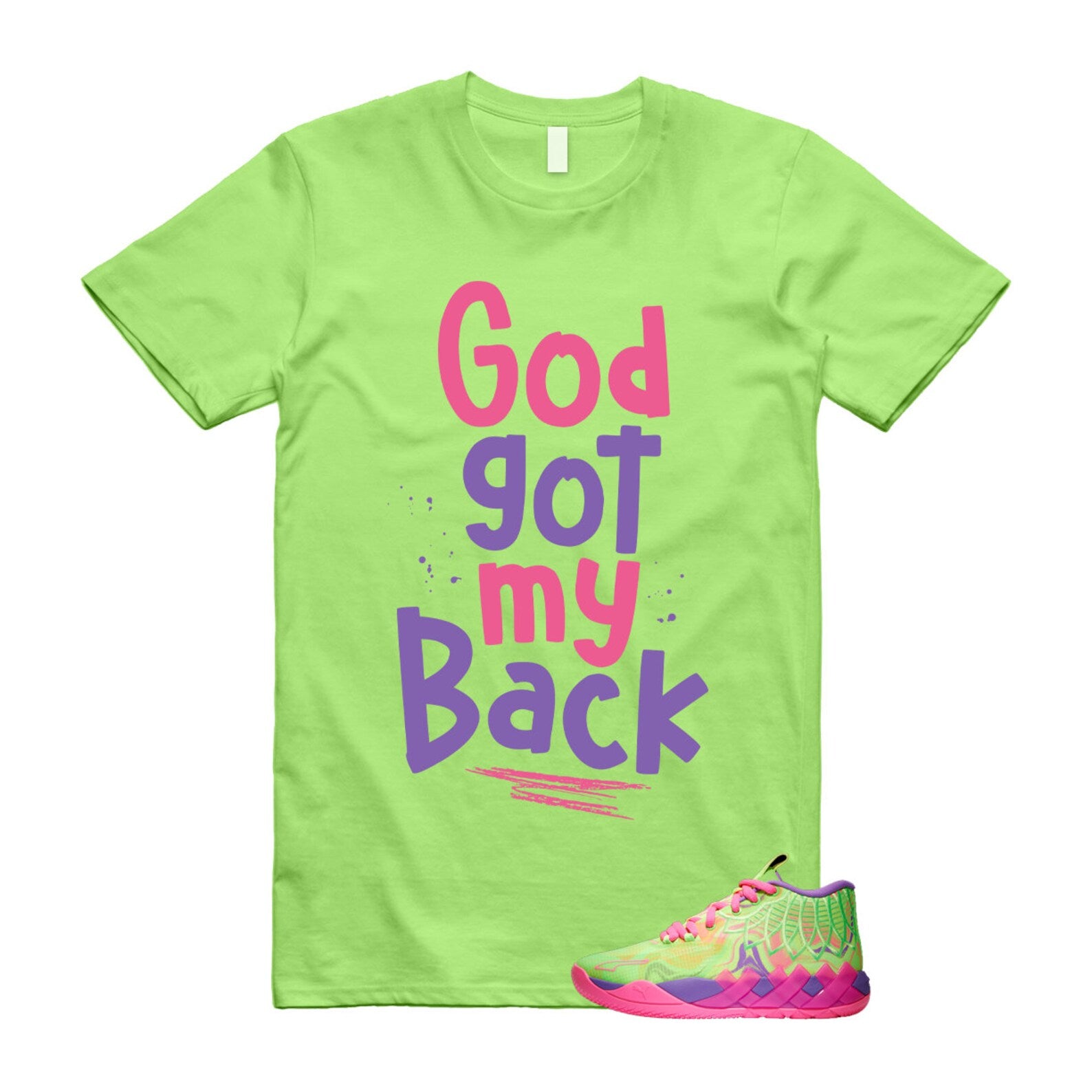 Inverse Toxic LaMelo Ball MB.01 Purple Glimmer Knockout Pink Green Gecko T Shirt Match GOD T-Shirt, Sneaker Match Tee