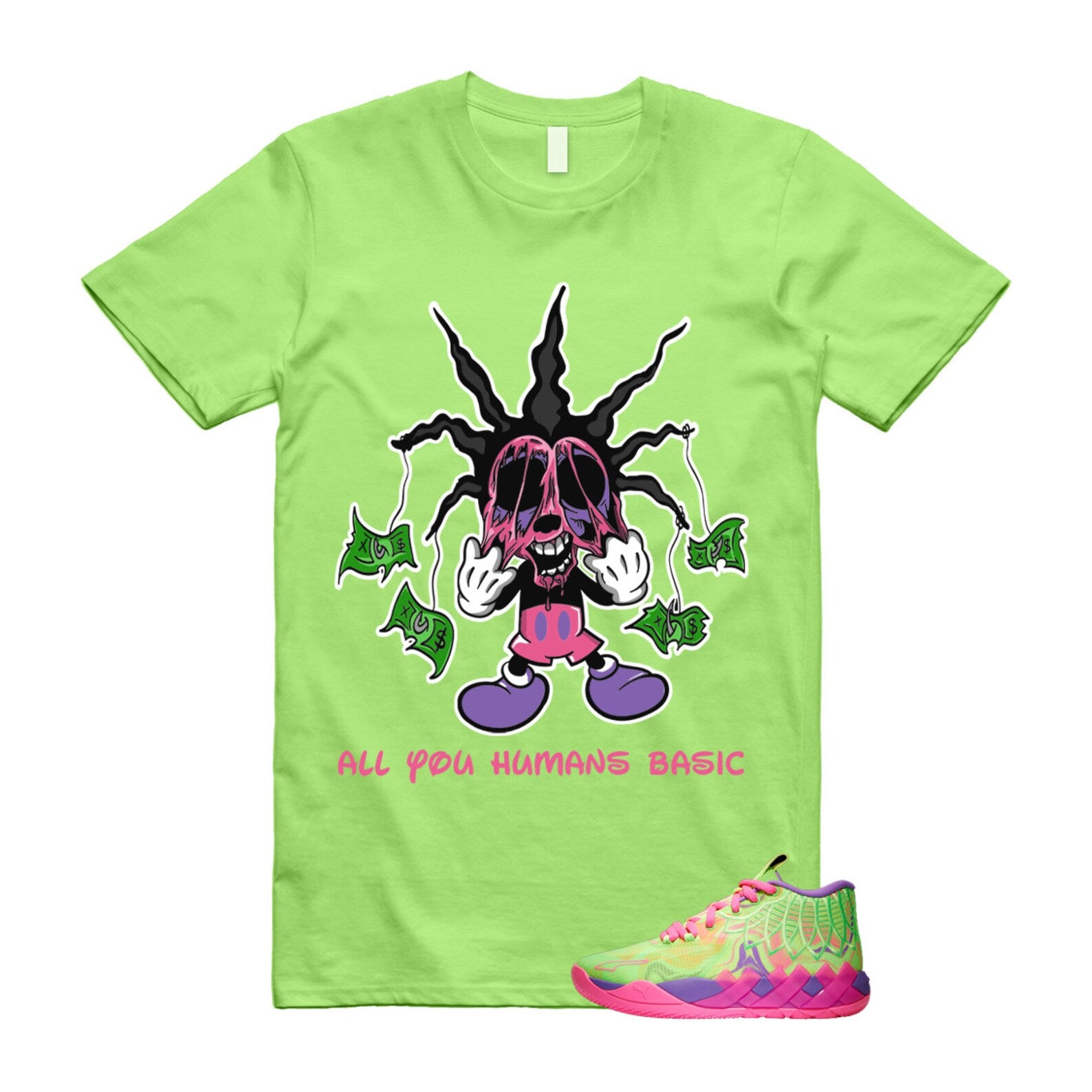 Inverse Toxic LaMelo Ball MB.01 Purple Glimmer Knockout Pink Green Gecko T Shirt Match HOOK T-Shirt, Sneaker Match Tee