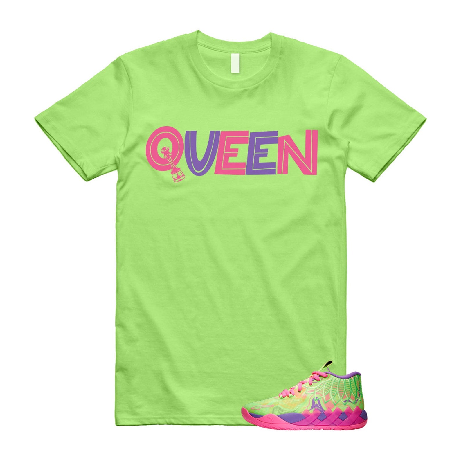 Inverse Toxic LaMelo Ball MB.01 Purple Glimmer Knockout Pink Green Gecko T Shirt Match QUEEN T-Shirt, Sneaker Match Tee