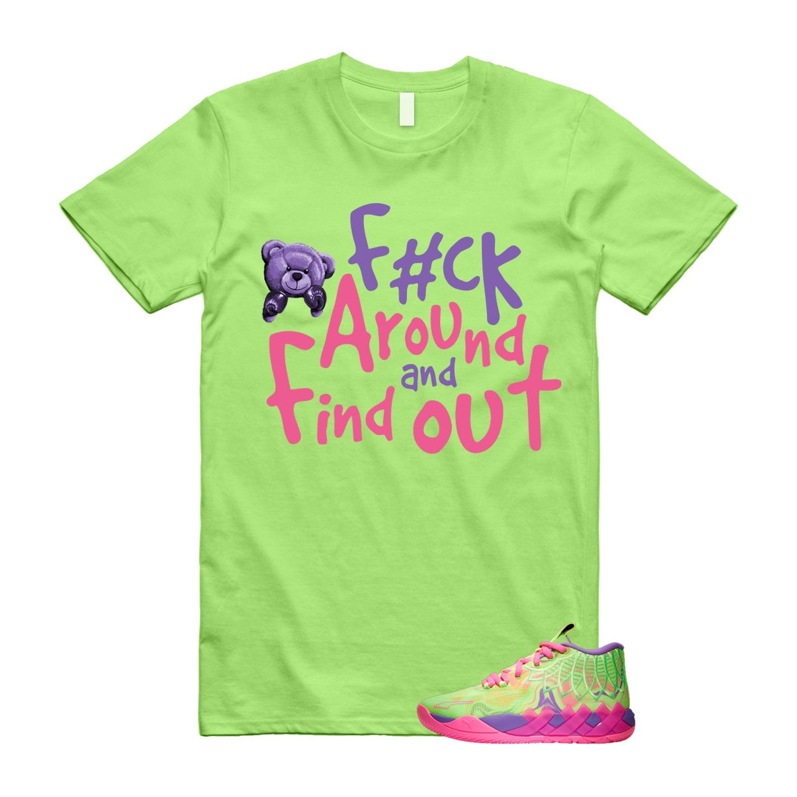 Inverse Toxic LaMelo Ball MB.01 Purple Glimmer Knockout Pink Green Gecko T Shirt Match FCK T-Shirt, Sneaker Match Tee