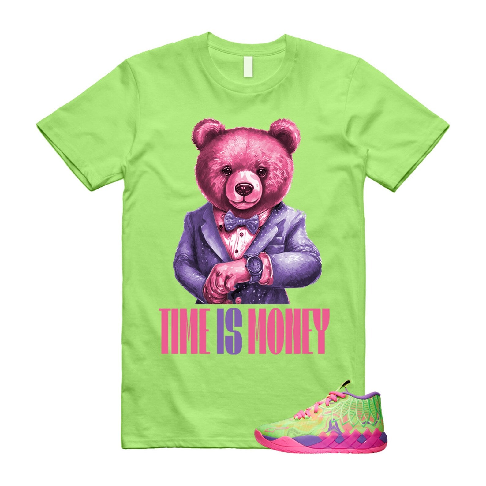 Inverse Toxic LaMelo Ball MB.01 Purple Glimmer Knockout Pink Green Gecko T Shirt Match TIM T-Shirt, Sneaker Match Tee