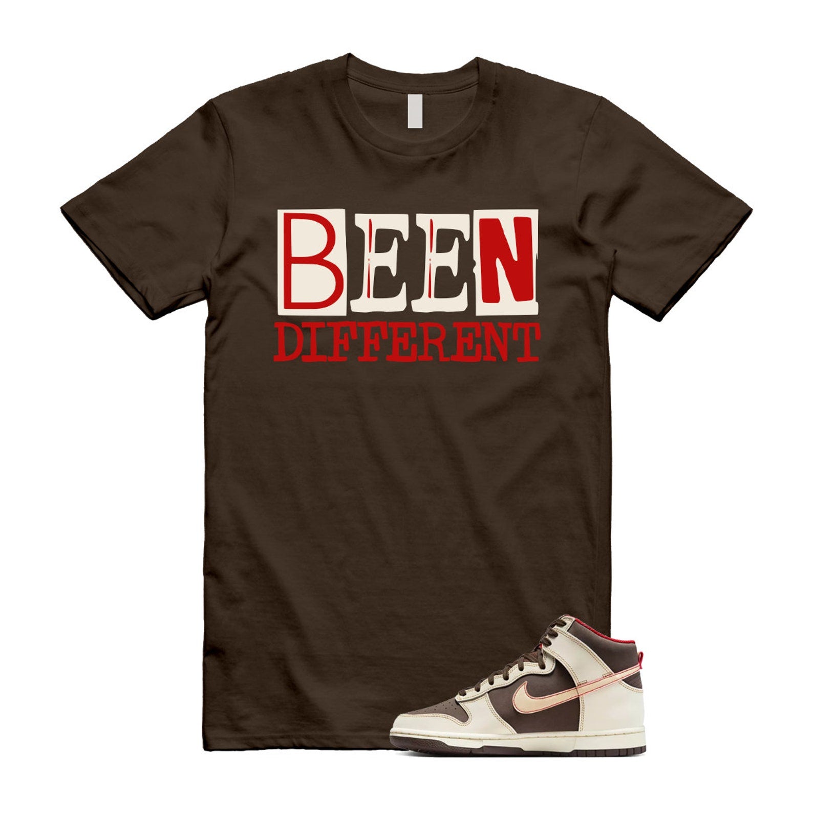 Dunk Baroque Brown Sesame Coconut Milk Mystic Red High T Shirt Match BEEN T-Shirt, Sneaker Match Tee