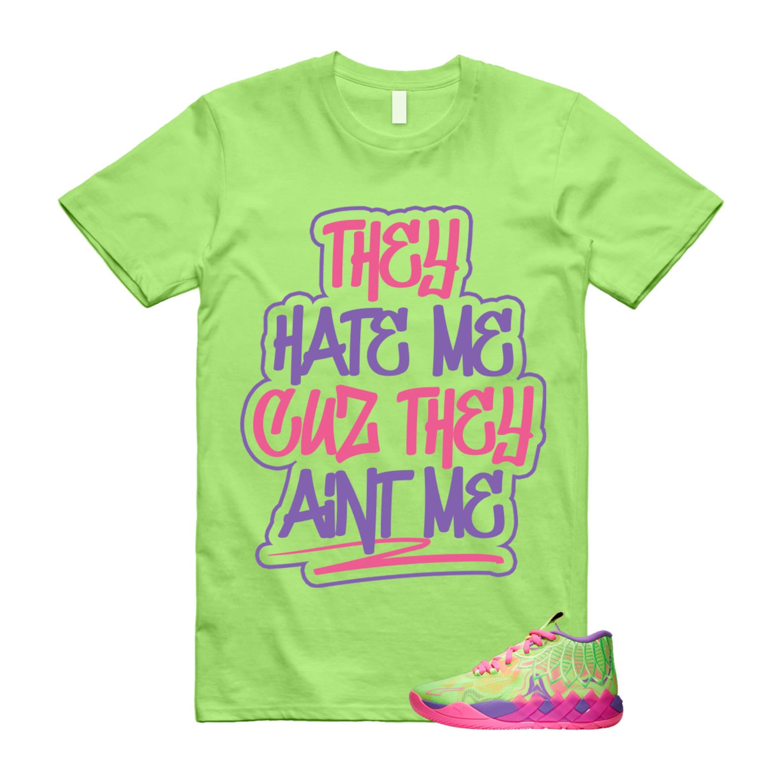 Inverse Toxic LaMelo Ball MB.01 Purple Glimmer Knockout Pink Green Gecko T Shirt Match AINT ME T-Shirt, Sneaker Match Tee