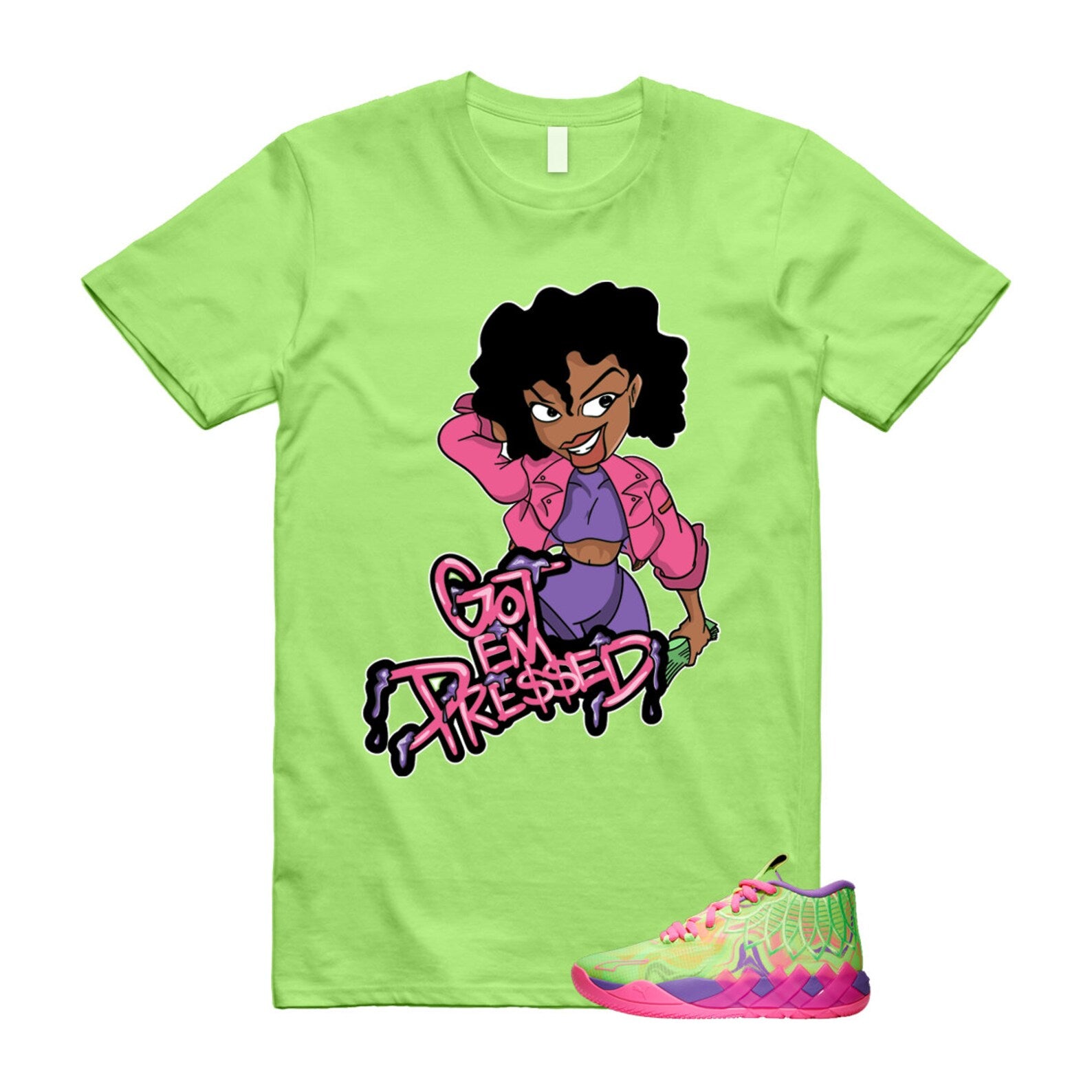 Inverse Toxic LaMelo Ball MB.01 Purple Glimmer Knockout Pink Green Gecko T Shirt Match PRESSED T-Shirt, Sneaker Match Tee