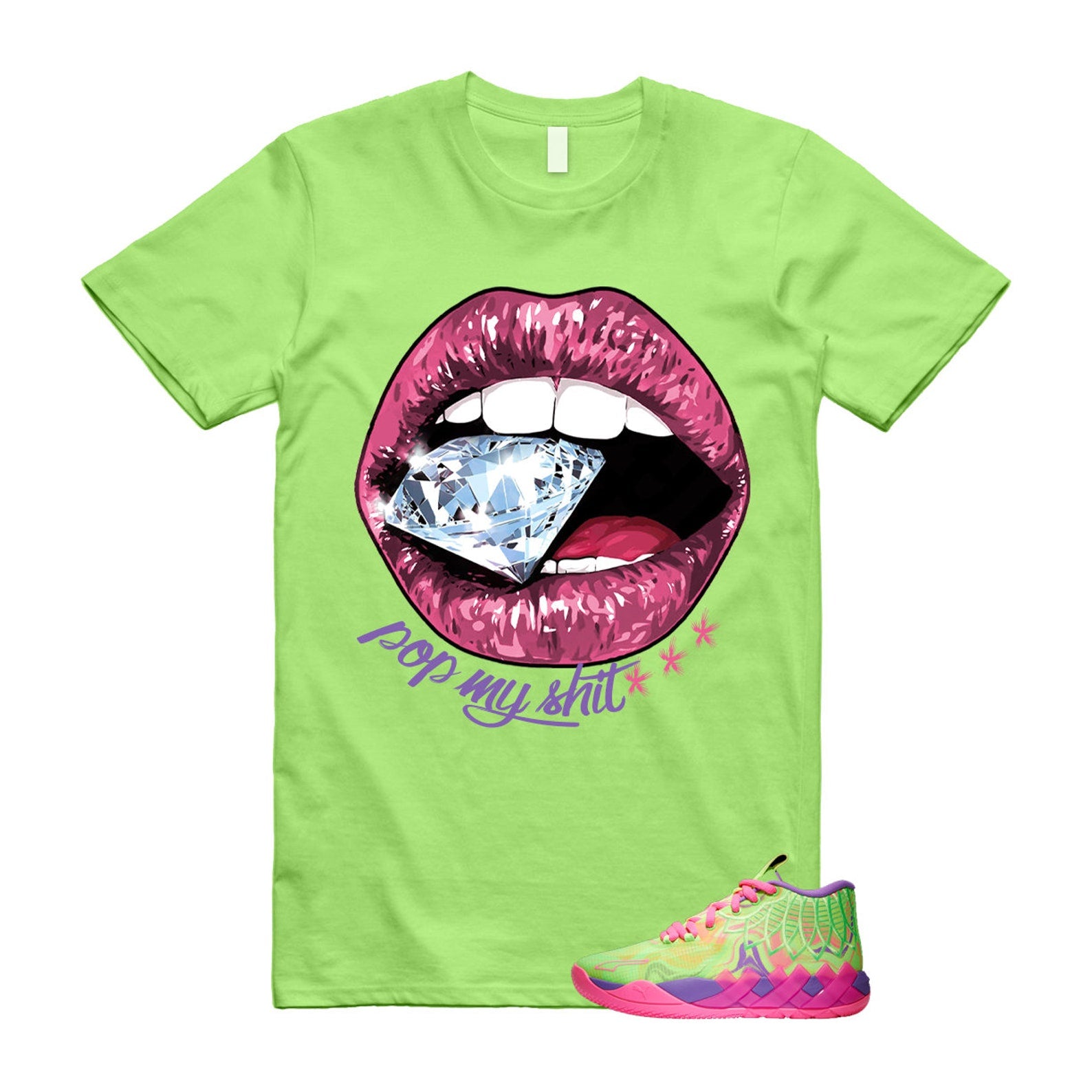 Inverse Toxic LaMelo Ball MB.01 Purple Glimmer Knockout Pink Green Gecko T Shirt Match POP T-Shirt, Sneaker Match Tee