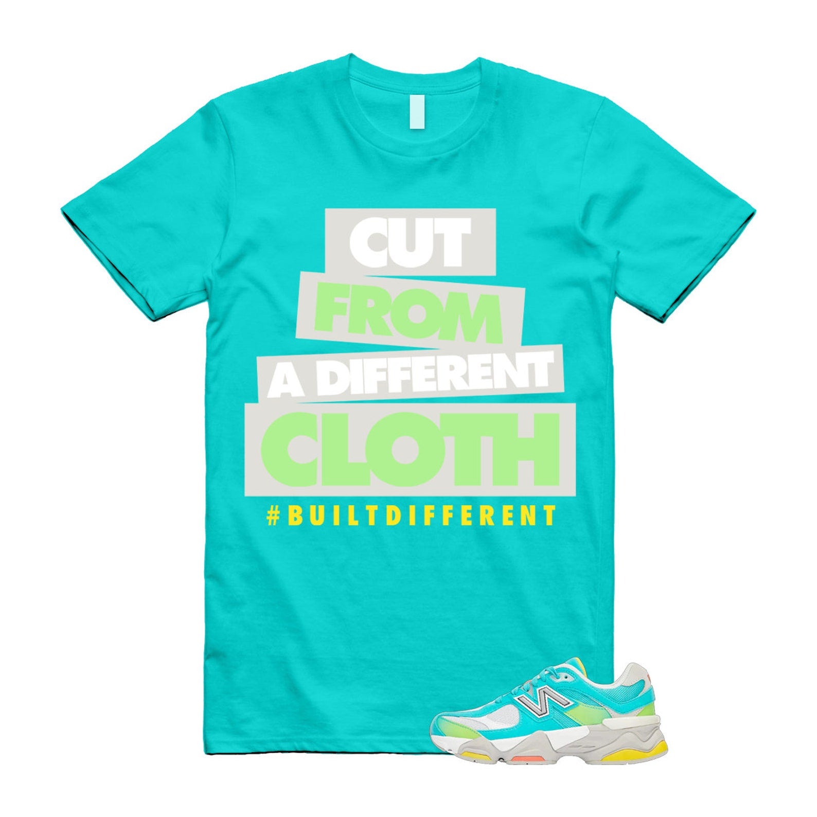 Cyan Burst 9060 Virtual Blue White Reflection Grey Guava Sunflower Yellow GS T Shirt Match CLOTH T-Shirt, Sneaker Match Tee