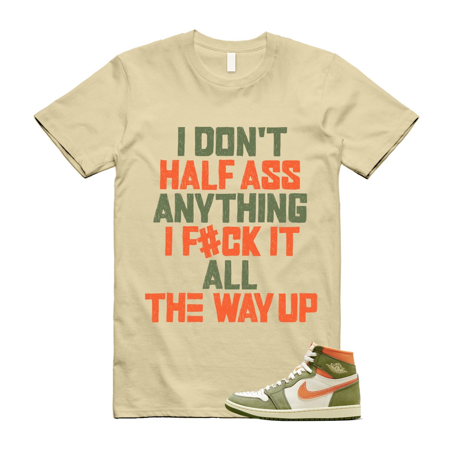 Craft Celadon 1 High OG Sky J Light Olive Bright Mandarin Coconut Milk T Shirt Match HALF T-Shirt, Sneaker Match Tee