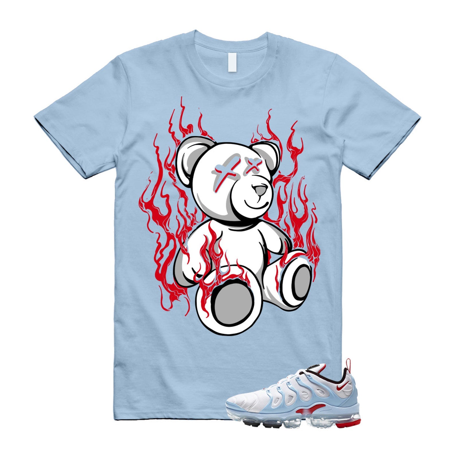 VaporMax Chicago University Red Air Plus White Psychic Blue T Shirt Match LIT T-Shirt, Sneaker Match Tee