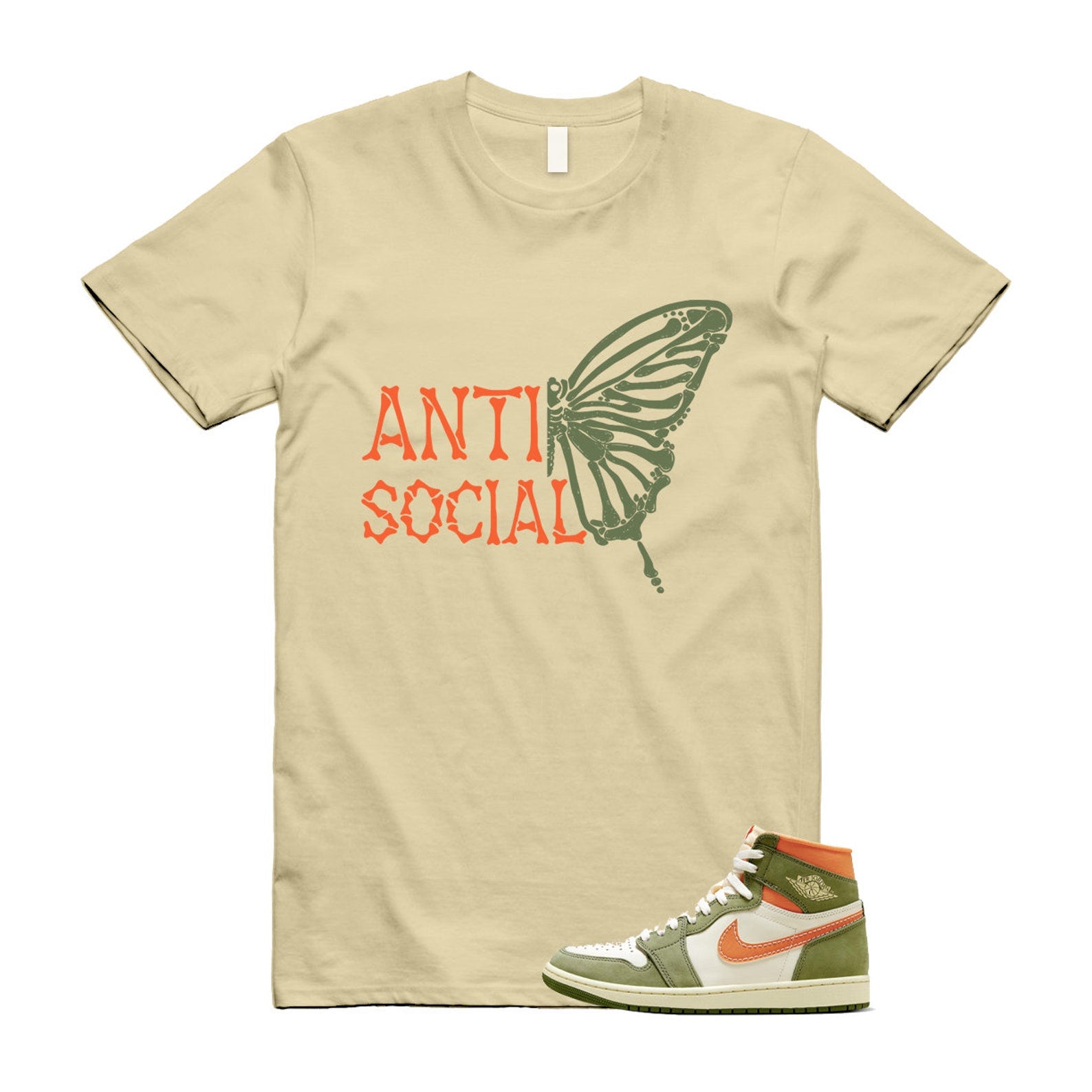 Craft Celadon 1 High OG Sky J Light Olive Bright Mandarin Coconut Milk T Shirt Match ASB T-Shirt, Sneaker Match Tee