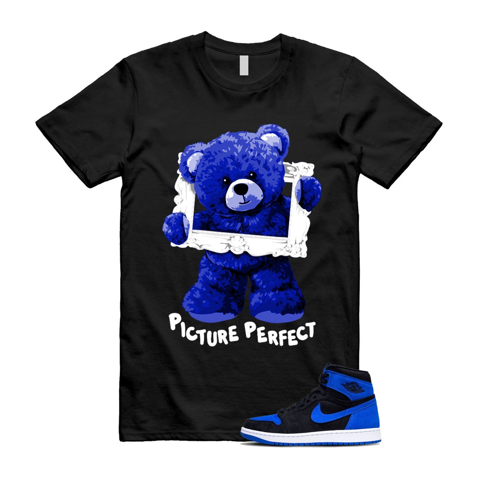 Royal Reimagined 1 Blue White Black T Shirt Match PIC T-Shirt, Sneaker Match Tee