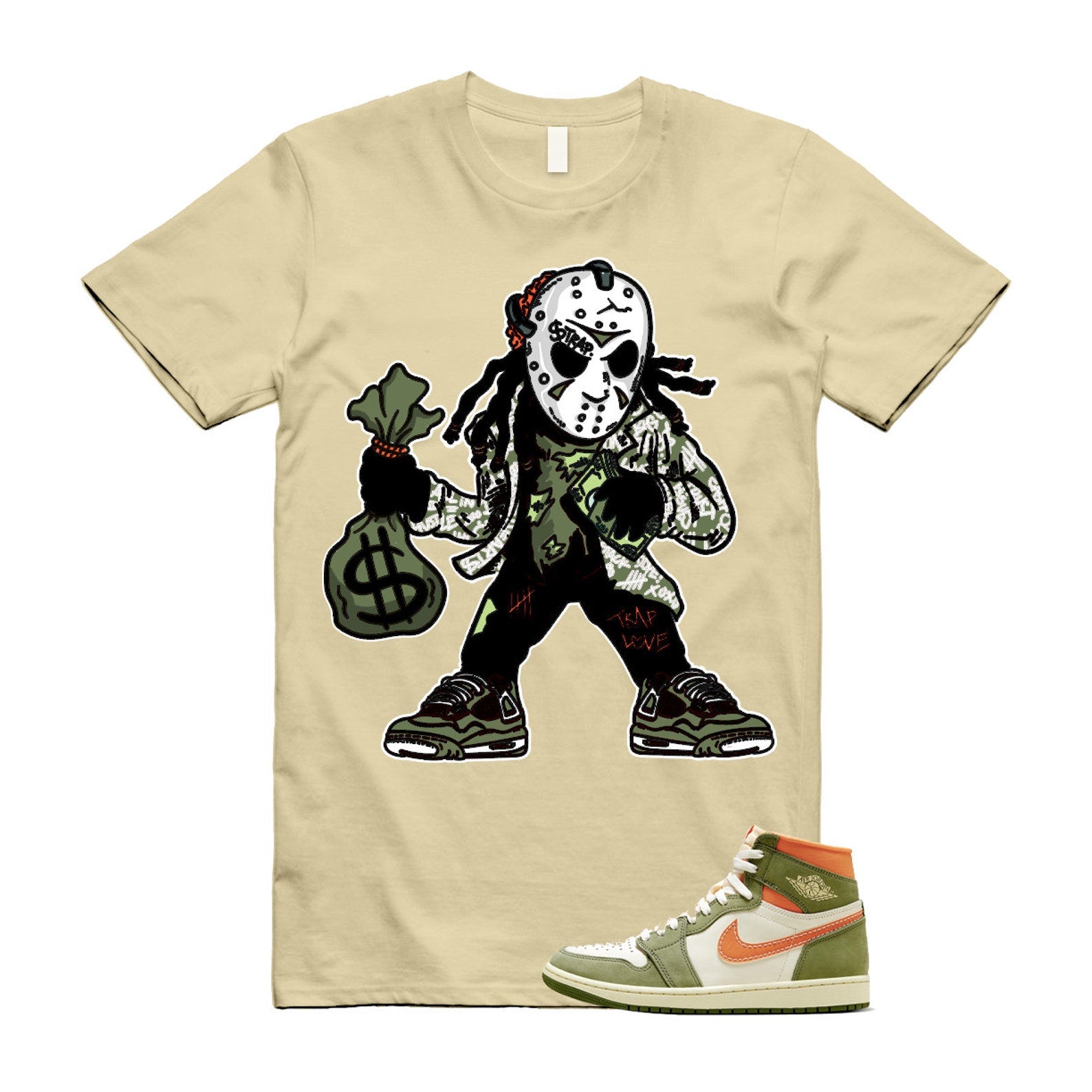 Craft Celadon 1 High OG Sky J Light Olive Bright Mandarin Coconut Milk T Shirt Match JASON T-Shirt, Sneaker Match Tee