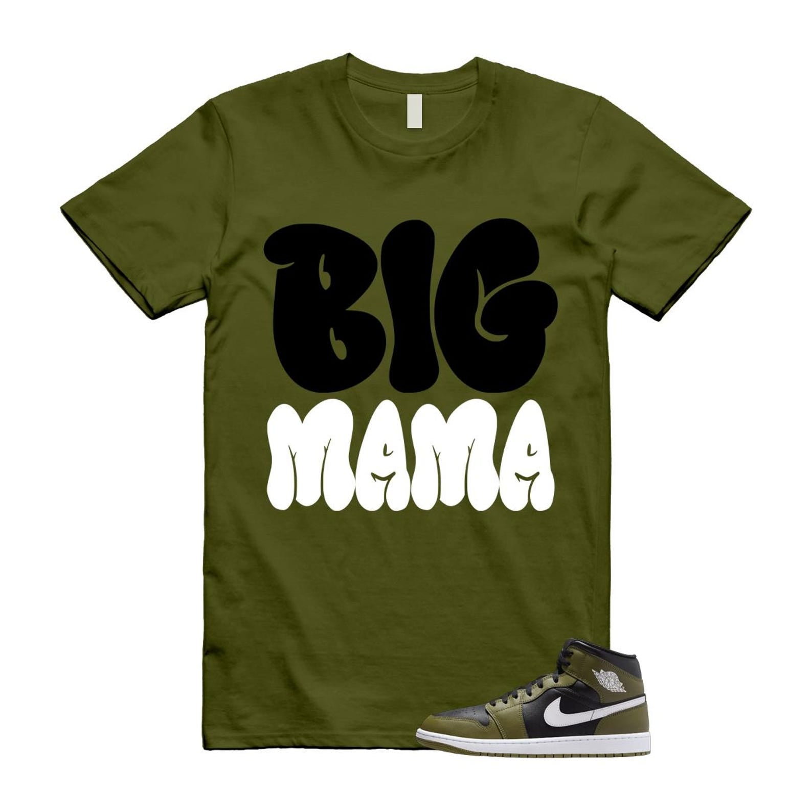 1 Sequoia Olive Green Black White Air Mid T Shirt Match MAMA T-Shirt, Sneaker Match Tee