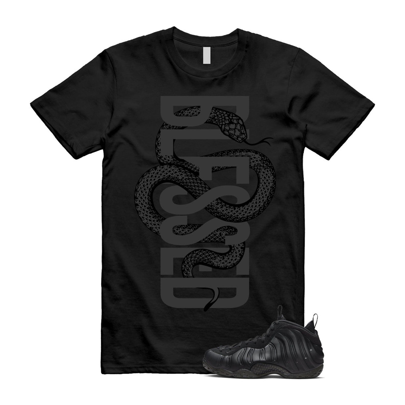Foamposite Anthracite Air One Black T Shirt Match SNAKEBLS T-Shirt, Sneaker Match Tee