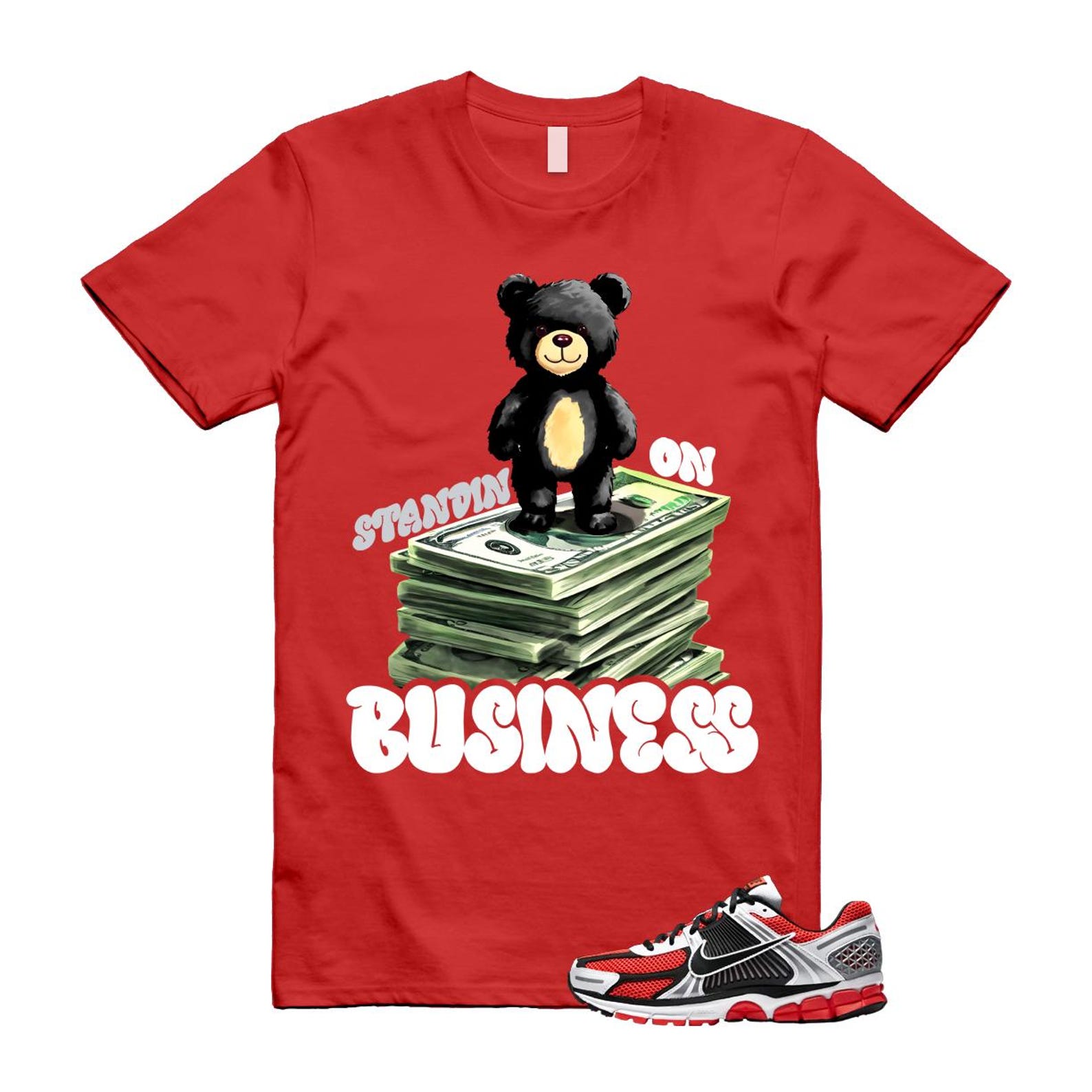 Zoom Vomero 5 Bright Crimson Silver Black White T Shirt Match SB2 T-Shirt, Sneaker Match Tee