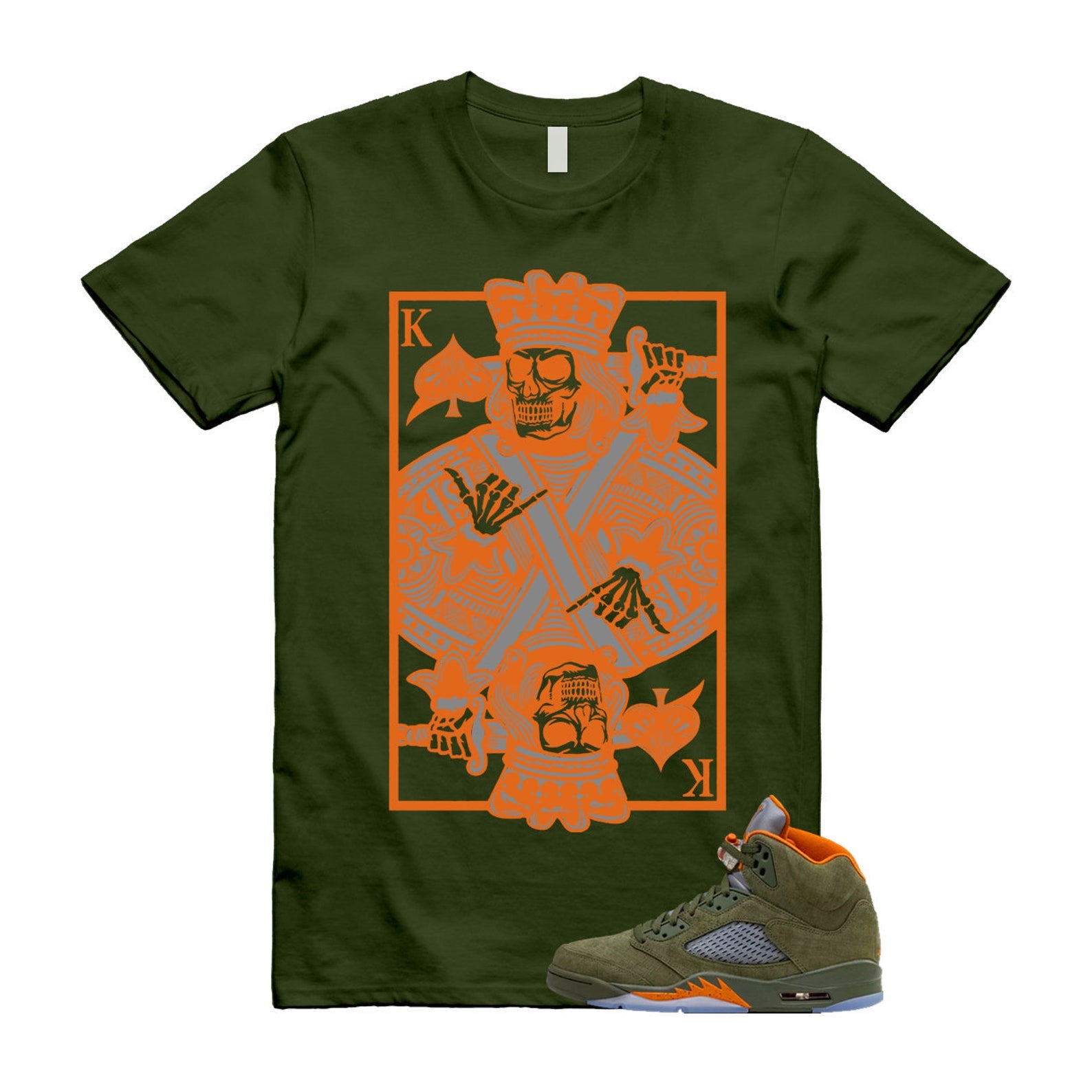 5 Olive Army Solar Orange Black Retro T Shirt Match KC T-Shirt, Sneaker Match Tee
