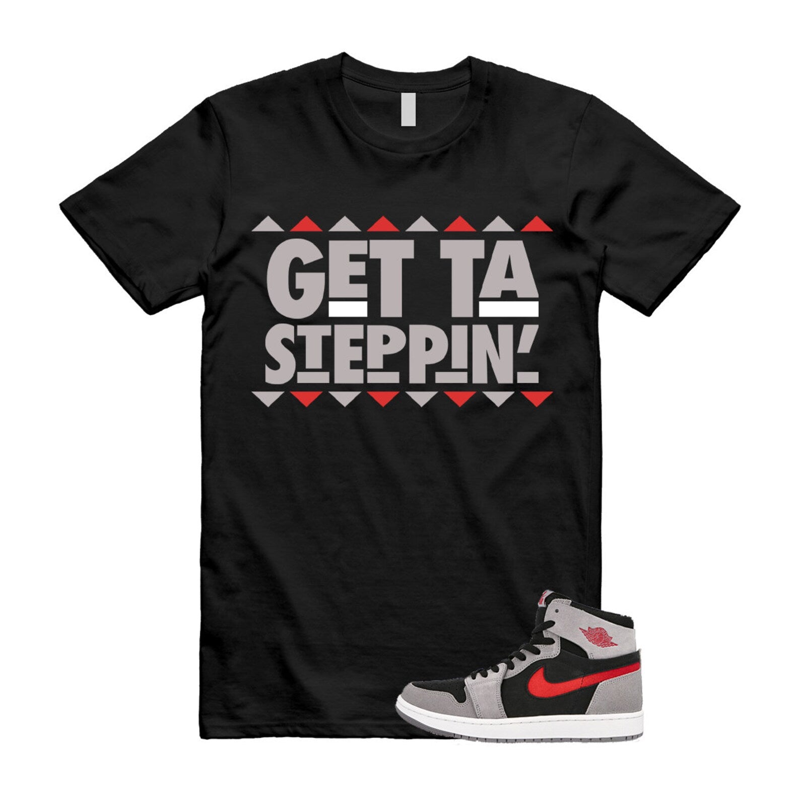 GET T Shirt to match Air J 1 High Zoom Comfort 2 Fire Red Cement Grey Black White ,DV1307-060 T-Shirt, Sneaker Match Tee