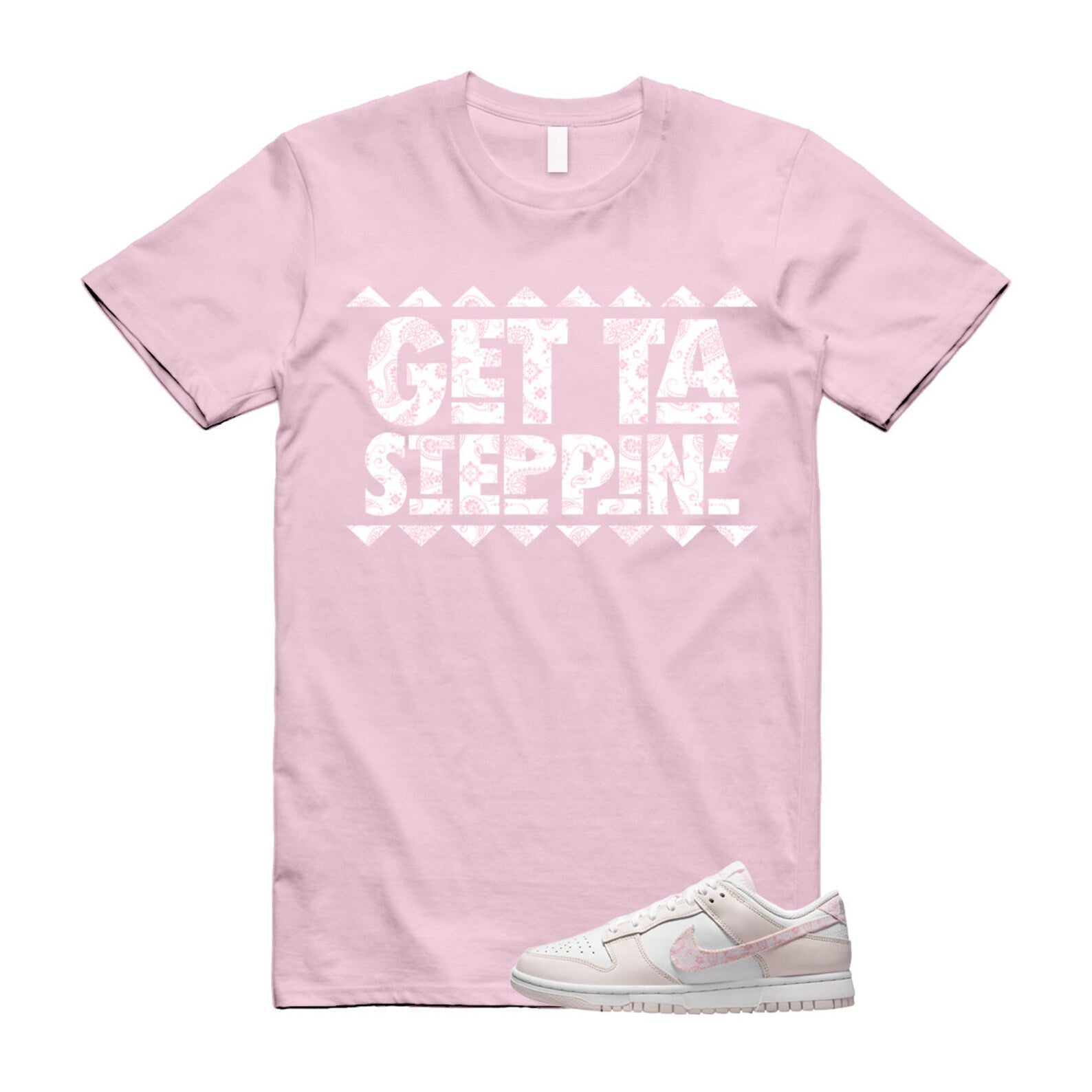 GET T Shirt to match N Dunk Low WMNS Pink Paisley Essential Pack White Pearl Medium Soft ,FD1449-100 T-Shirt, Sneaker Match Tee