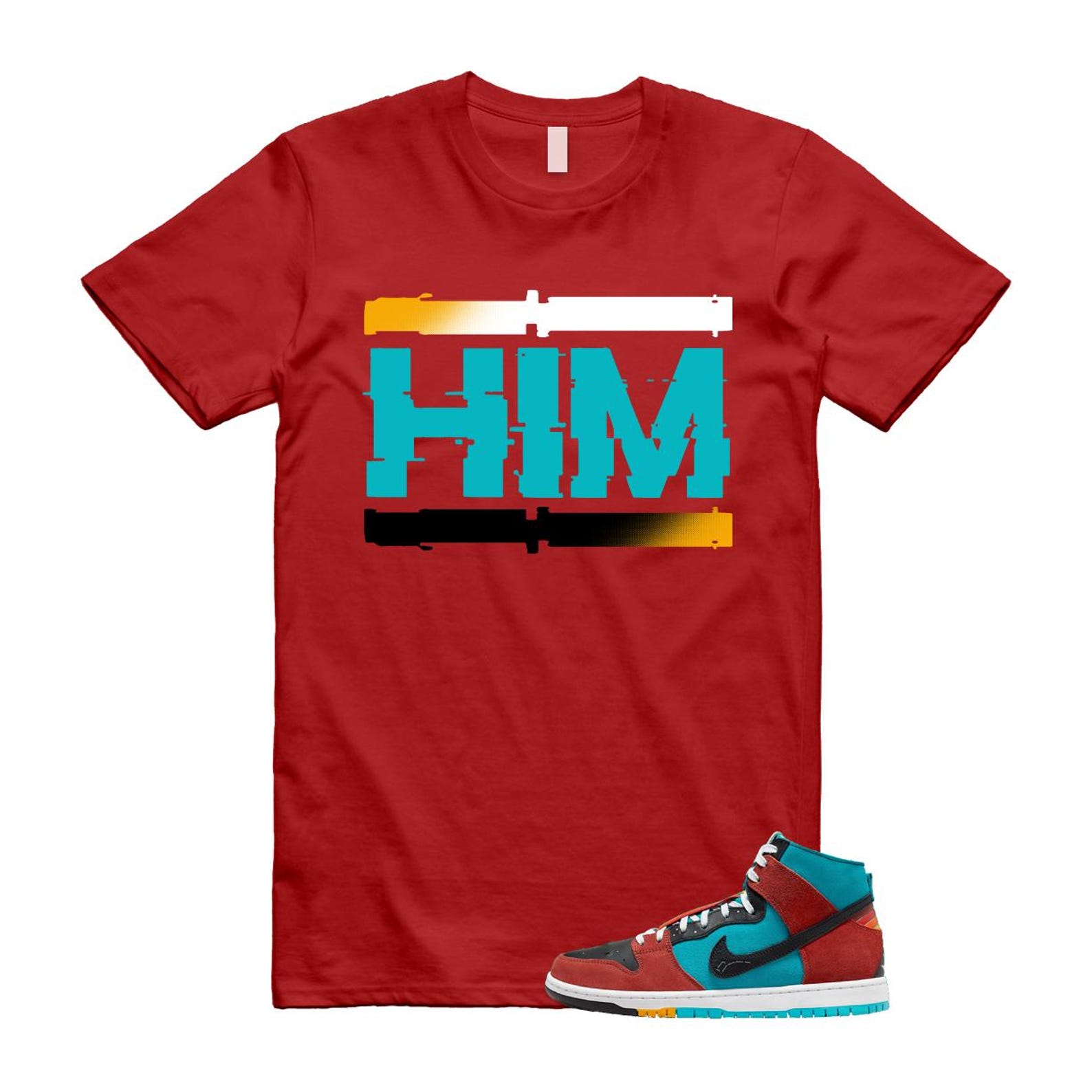 Di'orr Greenwood Navajo Arts Turquoise Blue Black Rugged Orange SB Dunk High T Shirt Match HIM ,FQ1775-400 T-Shirt, Sneaker Match Tee
