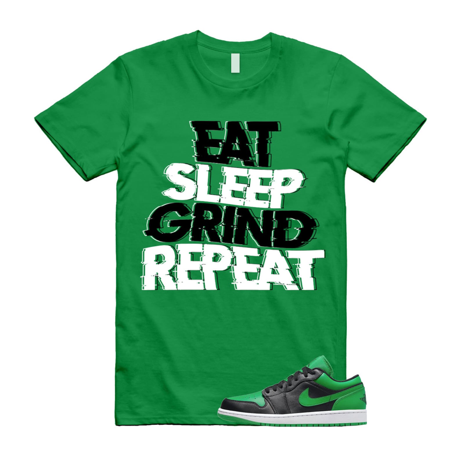 ESGR T Shirt to match Air J 1 Low Lucky Green Black White ,553558-065 T-Shirt, Sneaker Match Tee