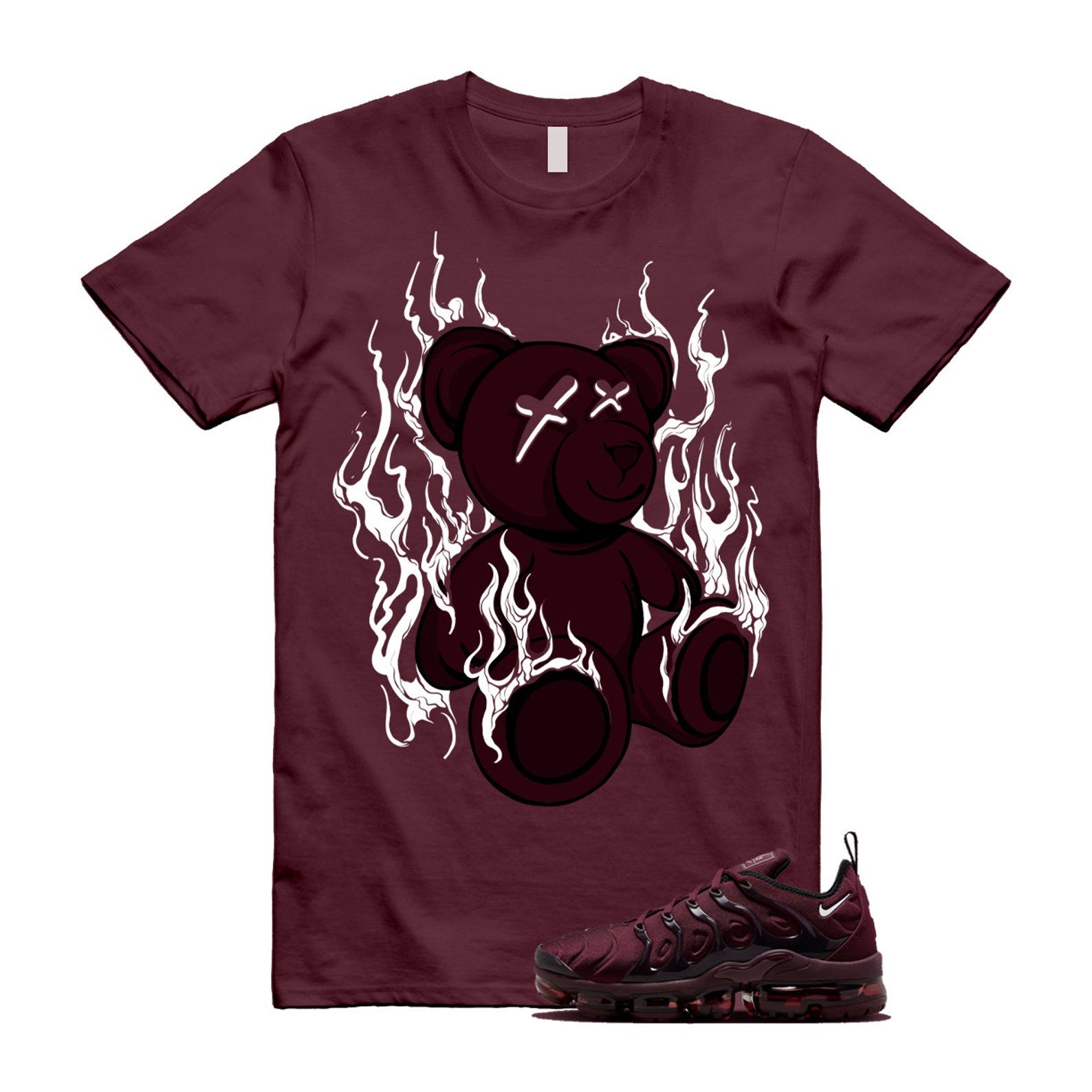 VaporMax Night Maroon Burgundy Cedar White Black Plus Air T Shirt Match LIT ,FN6850-681 T-Shirt, Sneaker Match Tee