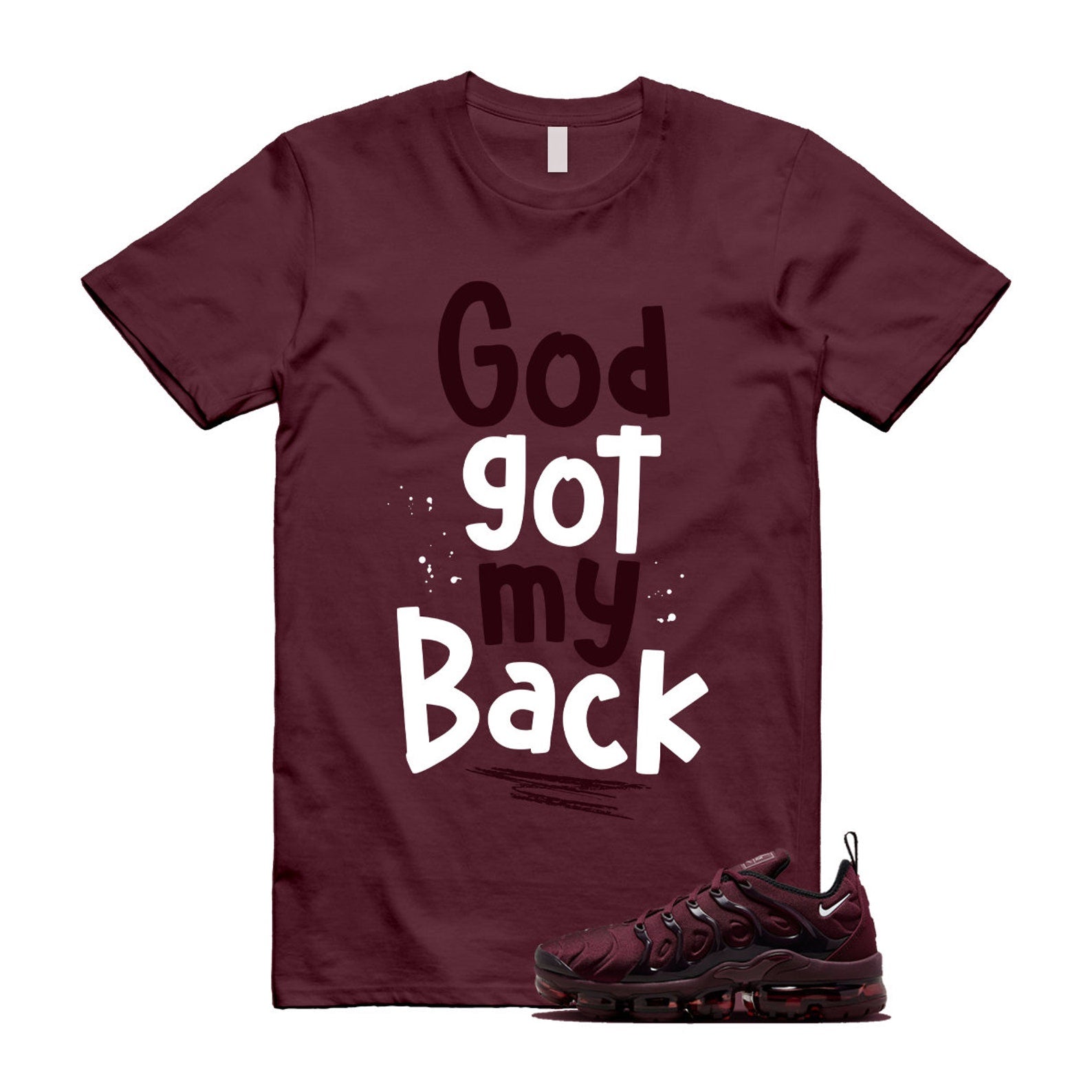 VaporMax Night Maroon Burgundy Cedar White Black Plus Air T Shirt Match GOD ,FN6850-681 T-Shirt, Sneaker Match Tee