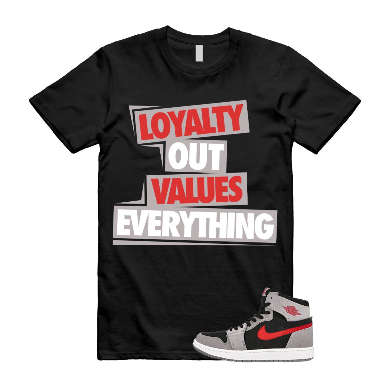 LOVE T Shirt to match Air J 1 High Zoom Comfort 2 Fire Red Cement Grey Black White ,DV1307-060 T-Shirt, Sneaker Match Tee