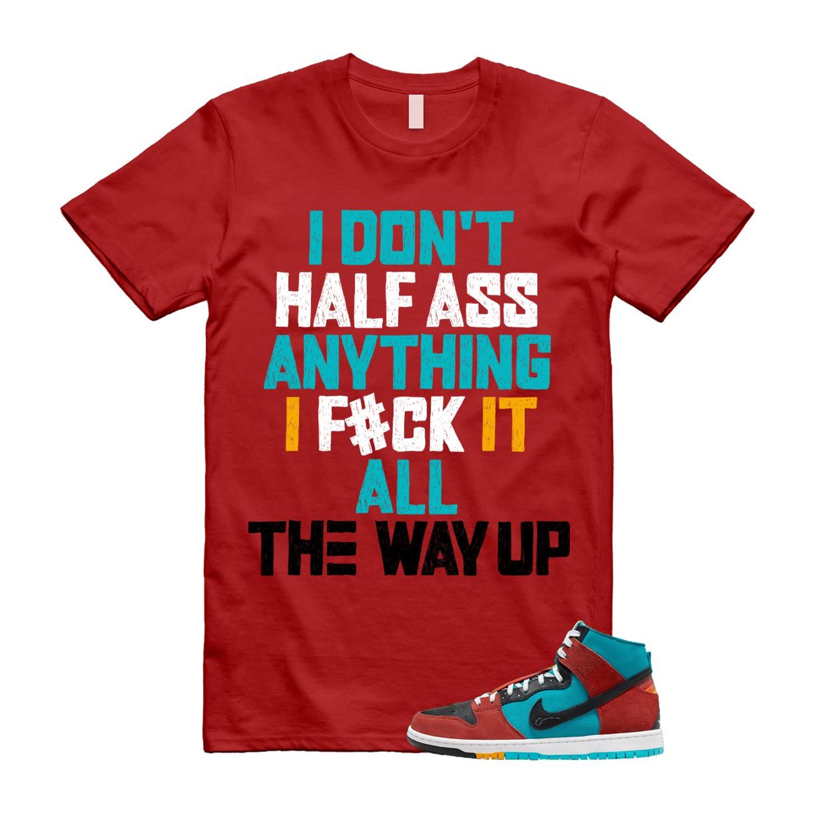 Di'orr Greenwood Navajo Arts Turquoise Blue Black Rugged Orange SB Dunk High T Shirt Match HALF ,FQ1775-400 T-Shirt, Sneaker Match Tee