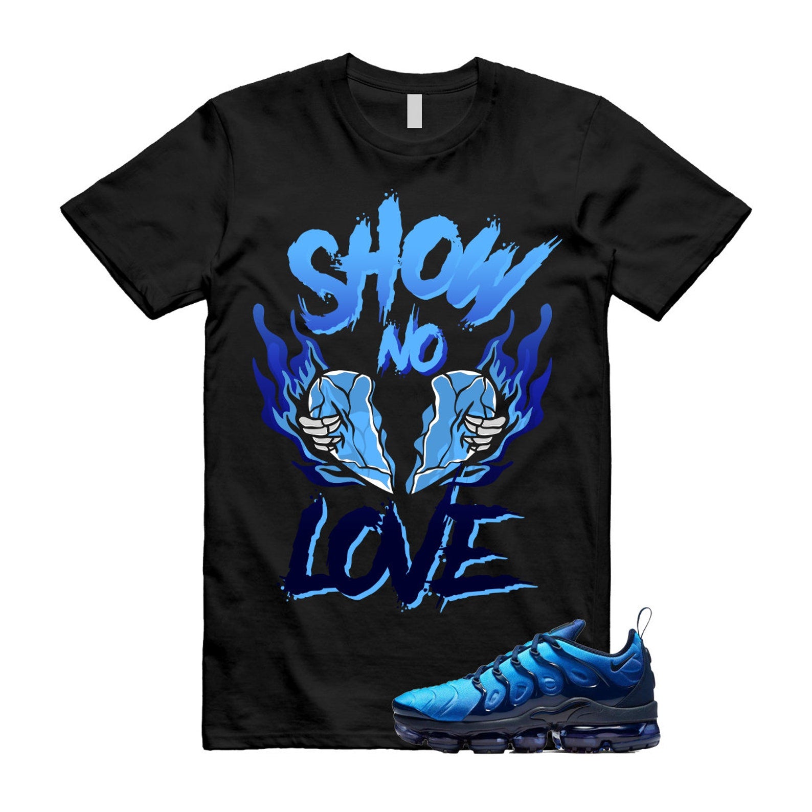 NO LOVE T Shirt to match N Air VaporMax Obsidian Plus Photo Blue Hybrid T-Shirt, Sneaker Match Tee