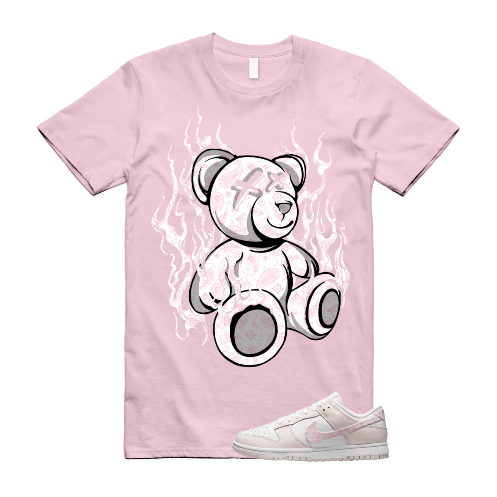 LIT T Shirt to match N Dunk Low WMNS Pink Paisley Essential Pack White Pearl Medium Soft ,FD1449-100 T-Shirt, Sneaker Match Tee
