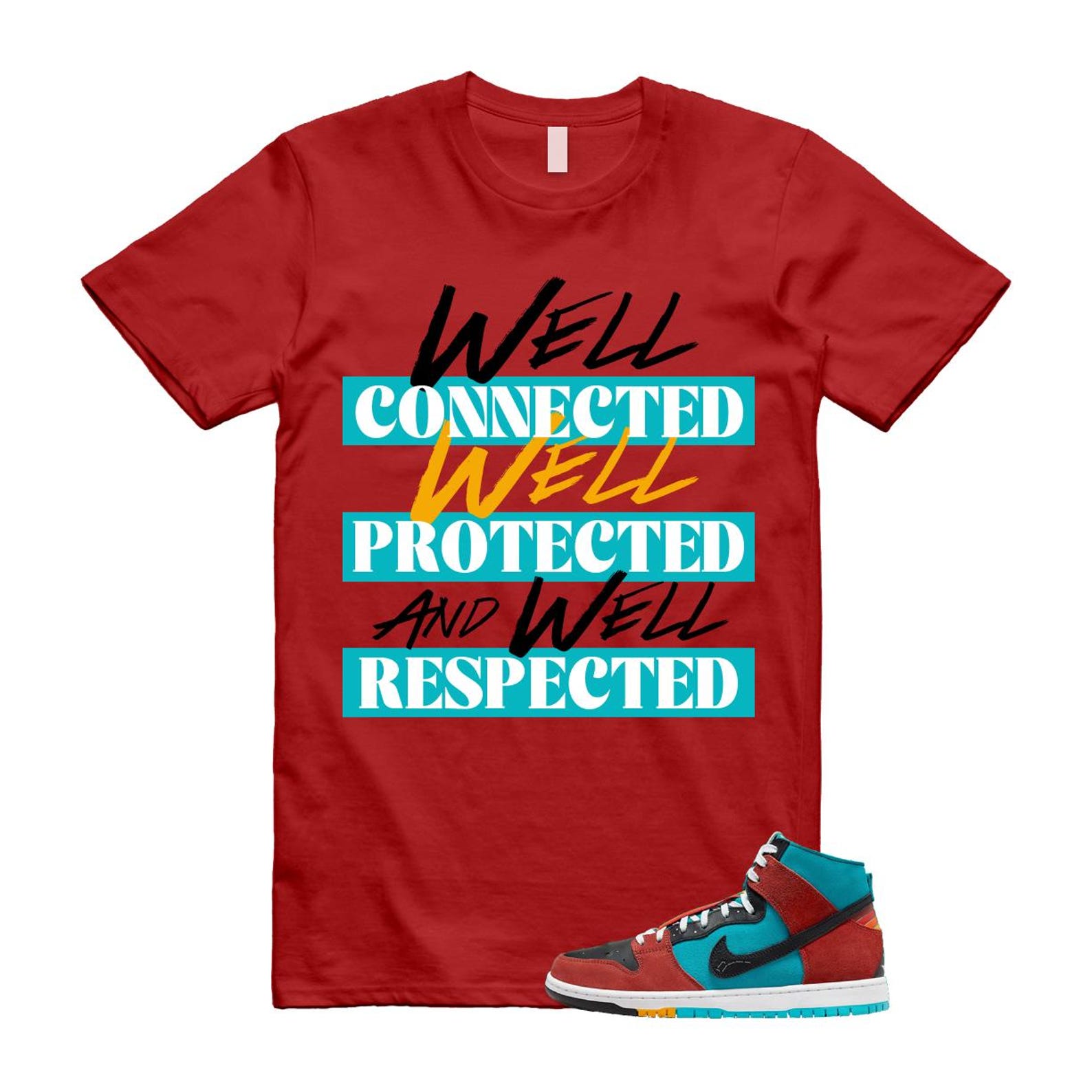 Di'orr Greenwood Navajo Arts Turquoise Blue Black Rugged Orange SB Dunk High T Shirt Match WELL ,FQ1775-400 T-Shirt, Sneaker Match Tee