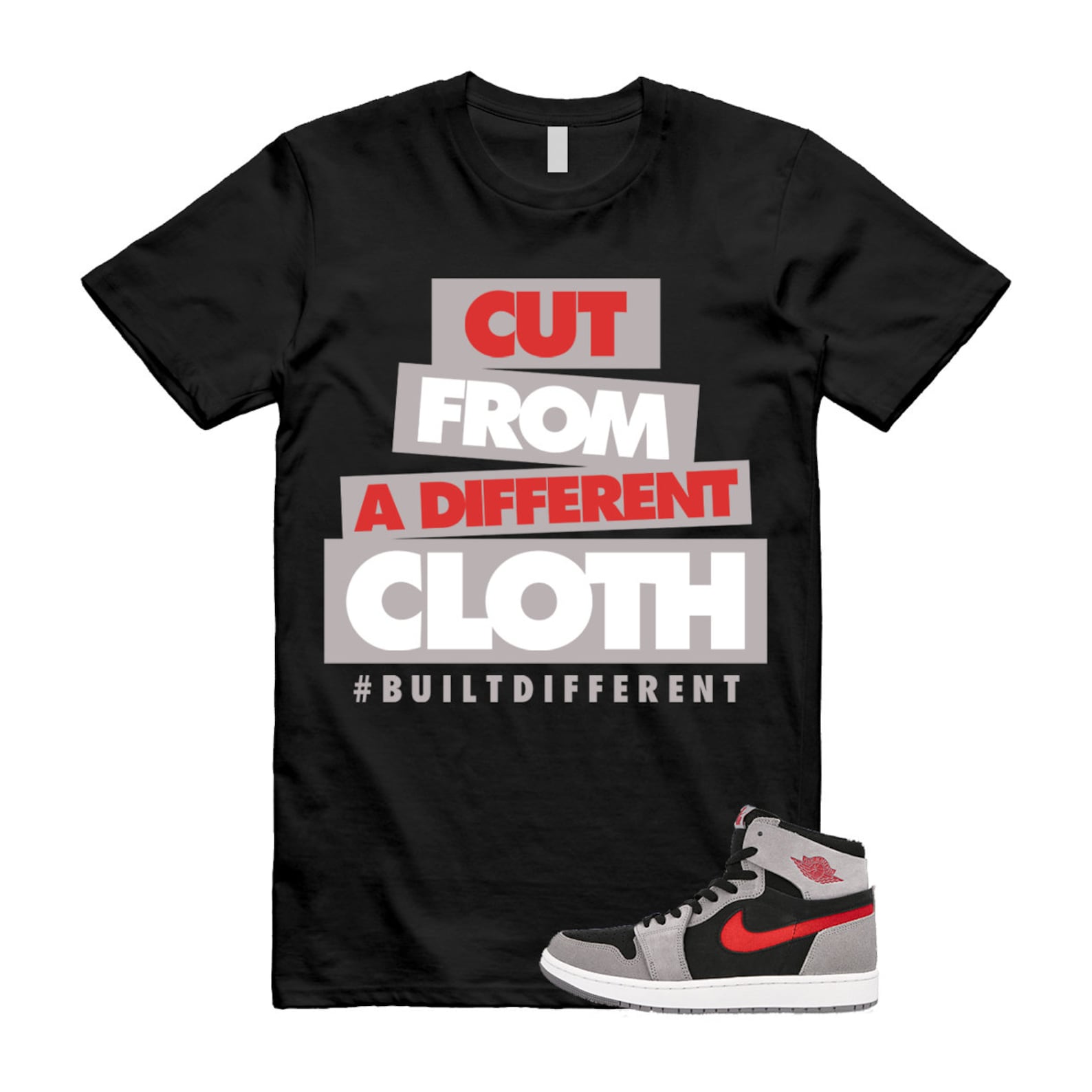 CLOTH T Shirt to match Air J 1 High Zoom Comfort 2 Fire Red Cement Grey Black White ,DH6927-161 T-Shirt, Sneaker Match Tee