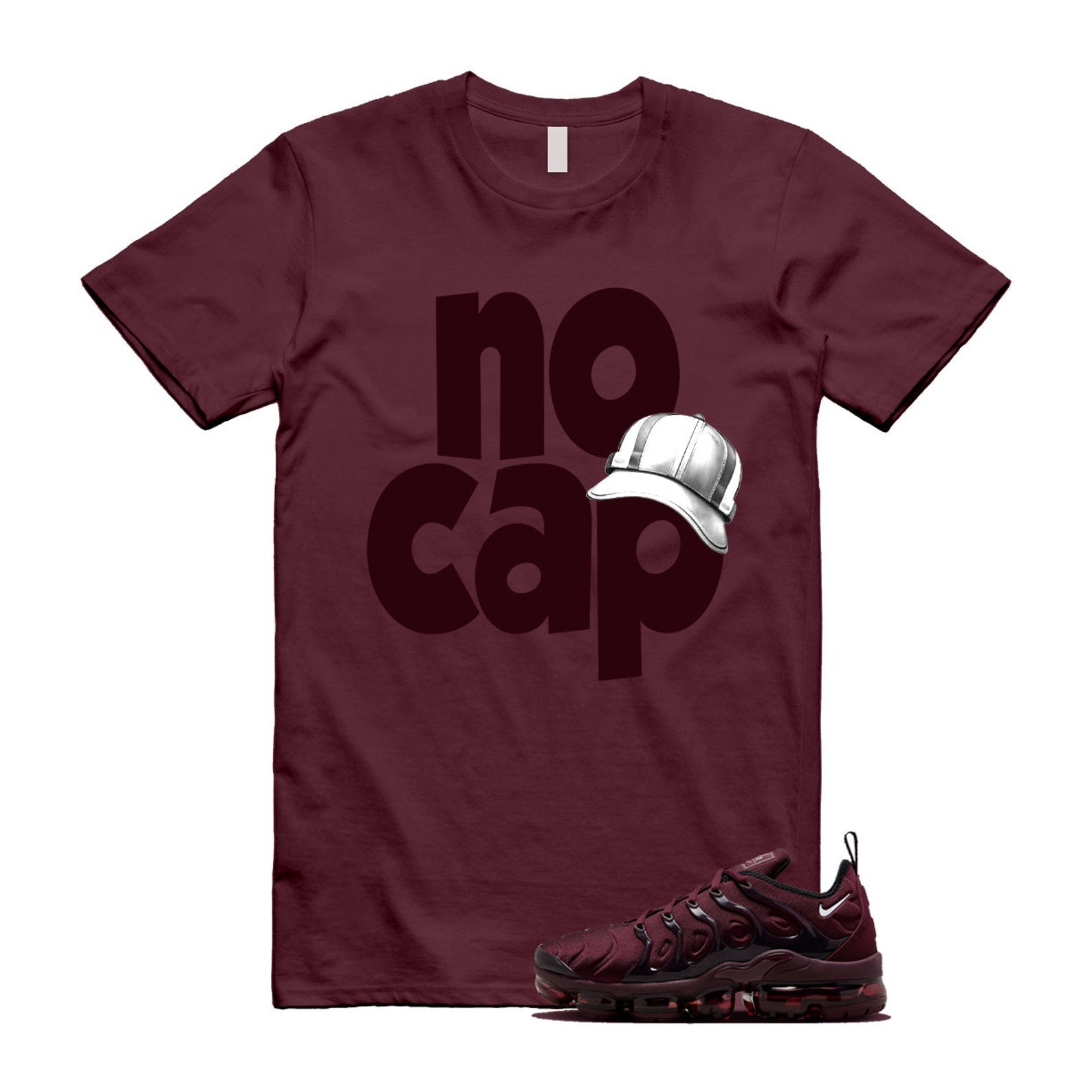 VaporMax Night Maroon Burgundy Cedar White Black Plus Air T Shirt Match NO CAP ,FN6850-681 T-Shirt, Sneaker Match Tee