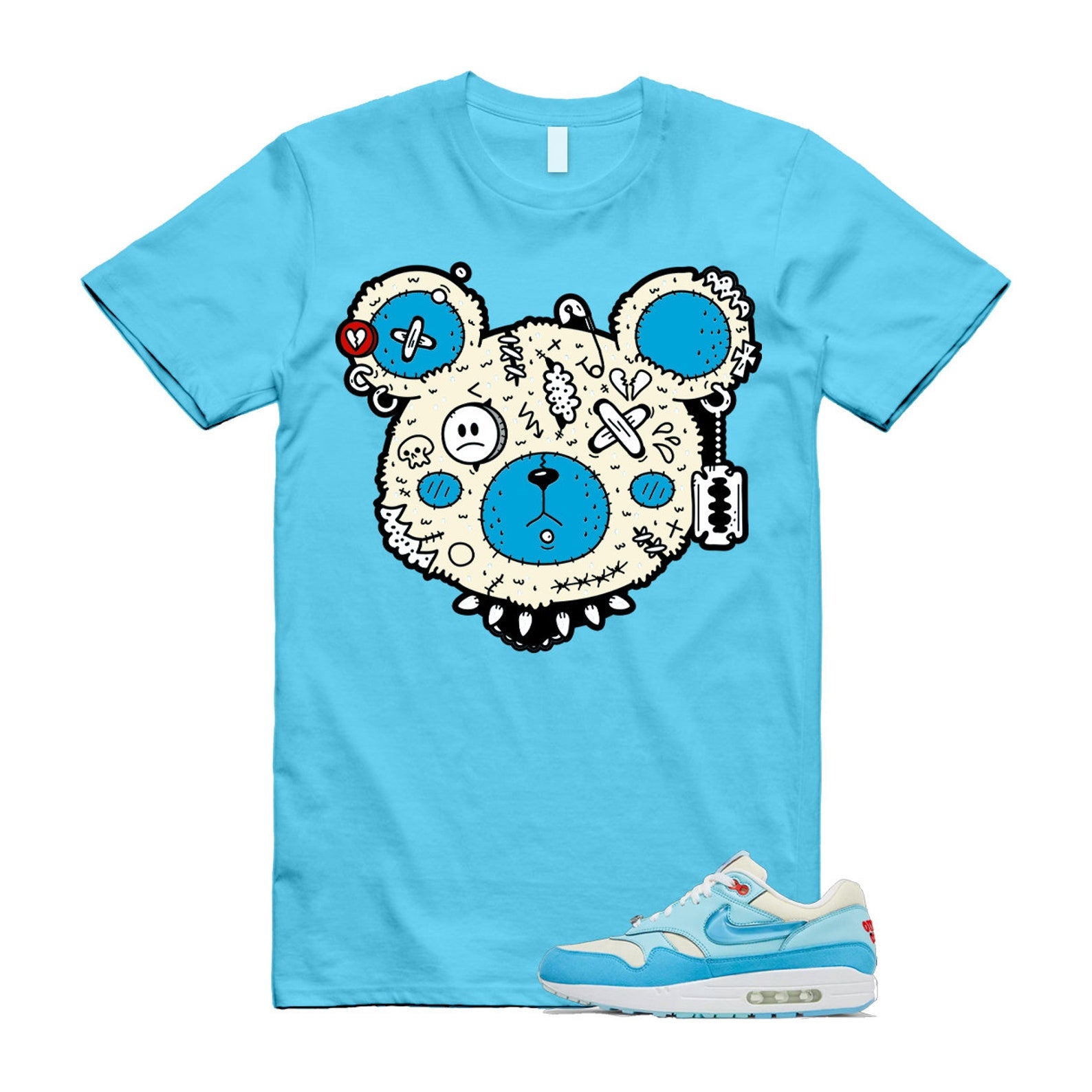 GB T Shirt to match Air Max 1 Puerto Rico Barely Blue Gale ,FD6955-400 T-Shirt, Sneaker Match Tee